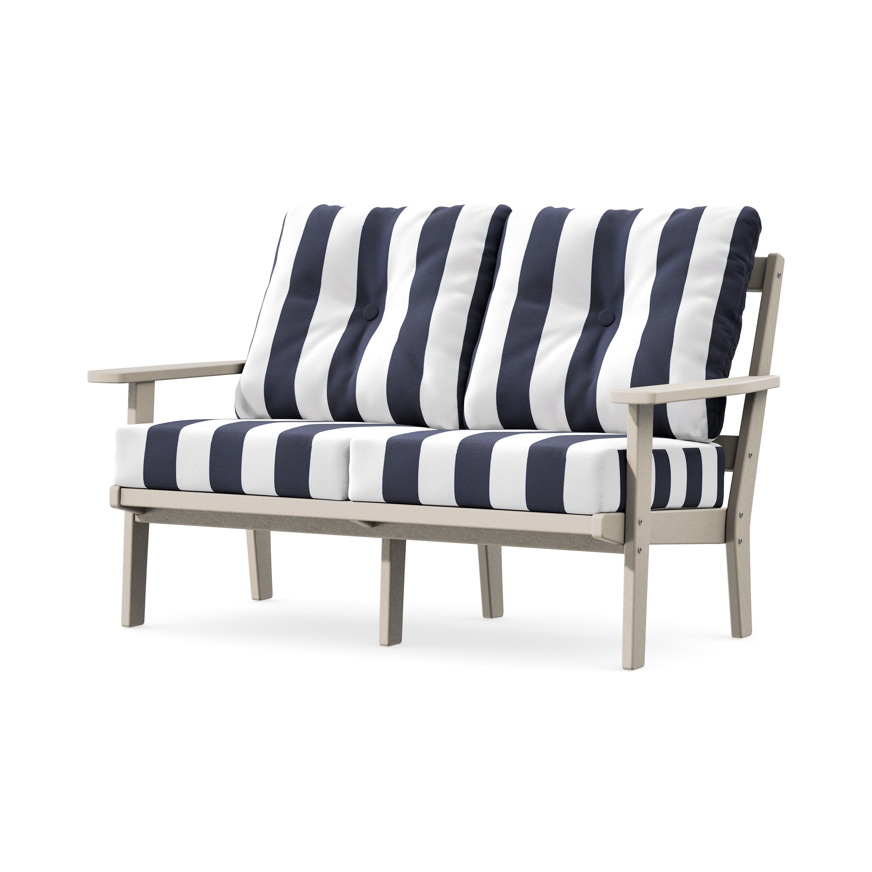 Prairie Deep SeatingLoveseat in Sand / Cabana Stripe Navy