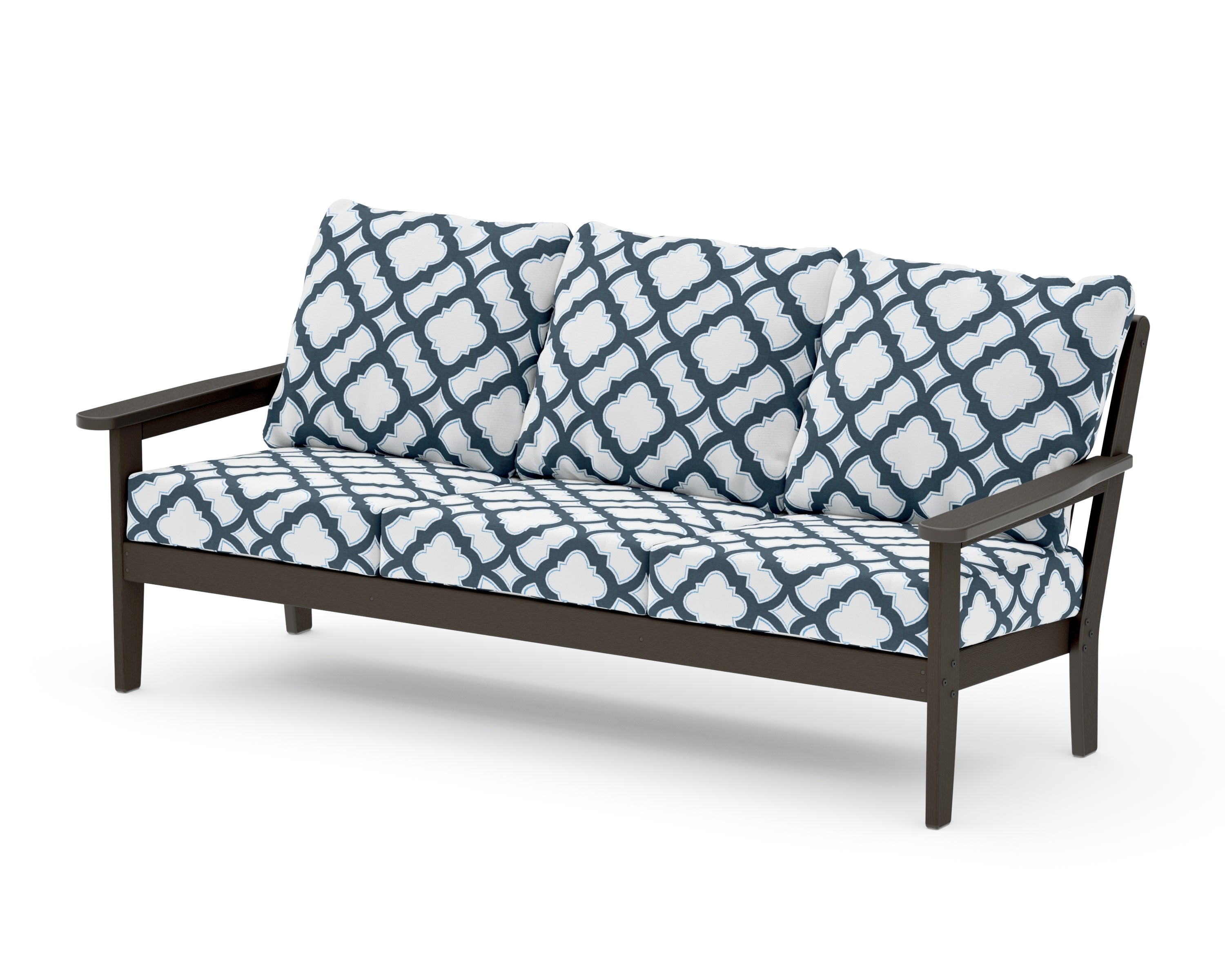 Cottage Deep Seating Sofa in Vintage Coffee / Trellis Marine Indigo