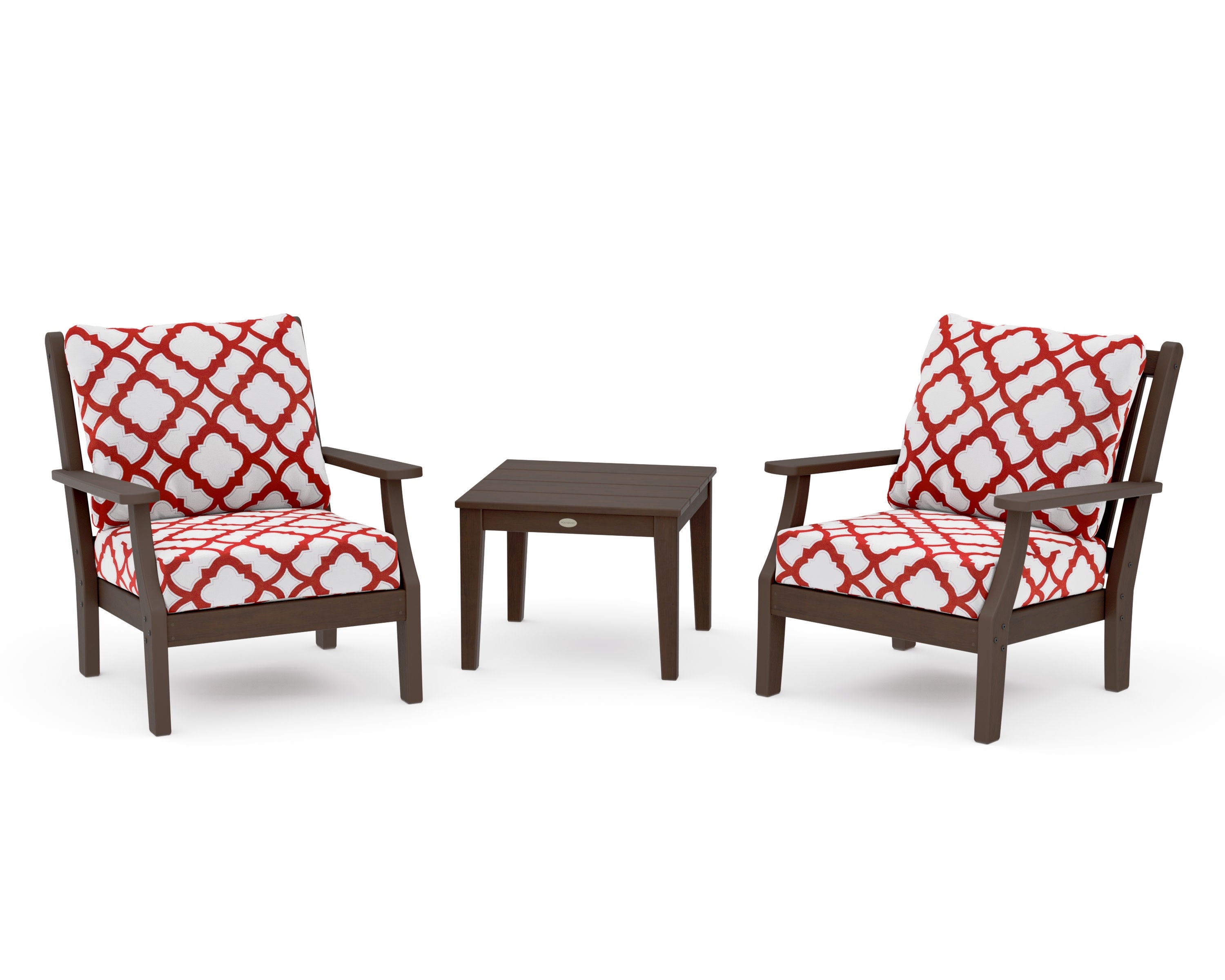 Wovendale 3-Piece Deep Seating Set in Kona / Trellis Crimson