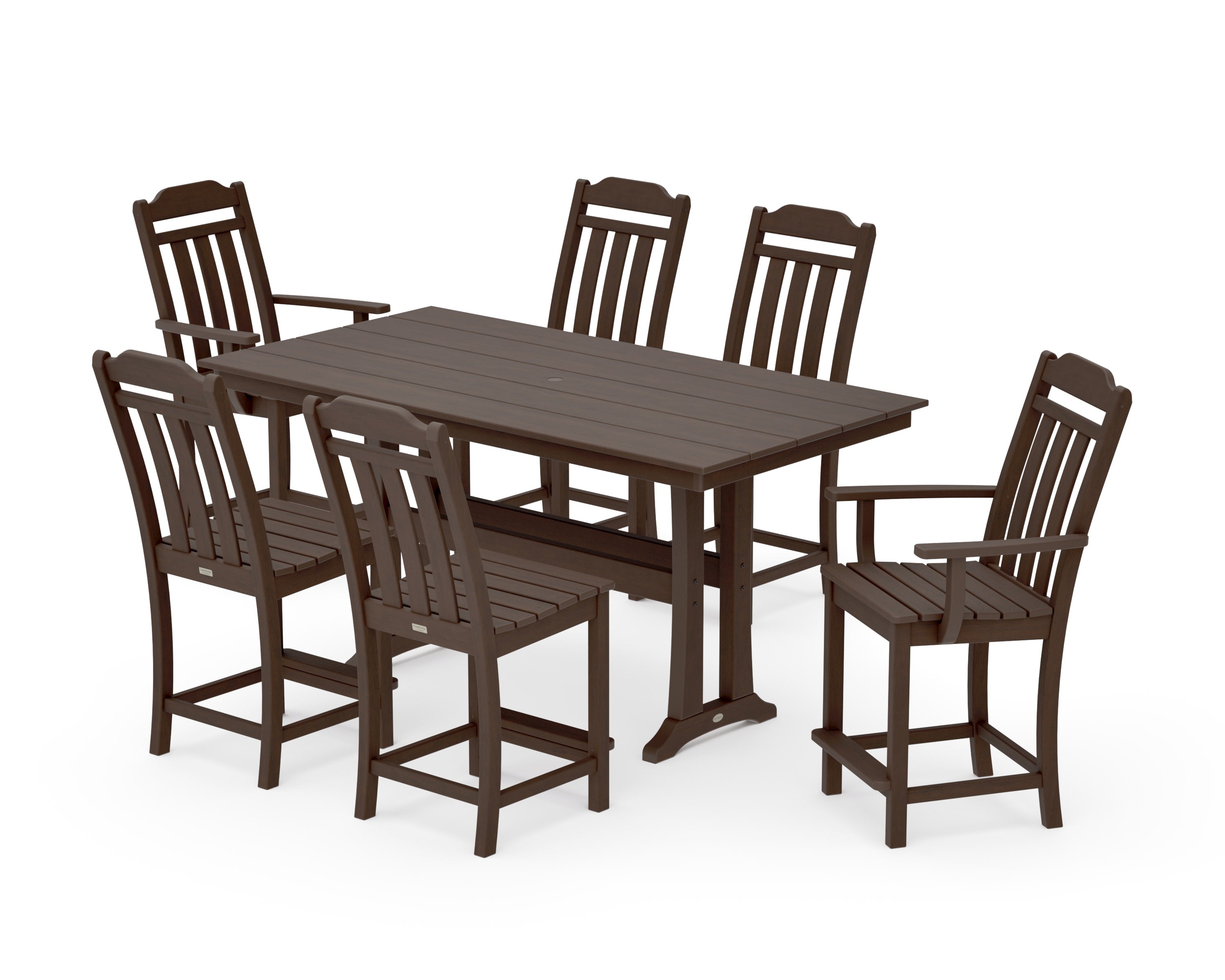 Cottage 7-Piece Farmhouse Counter Set with Trestle Legs in Kona