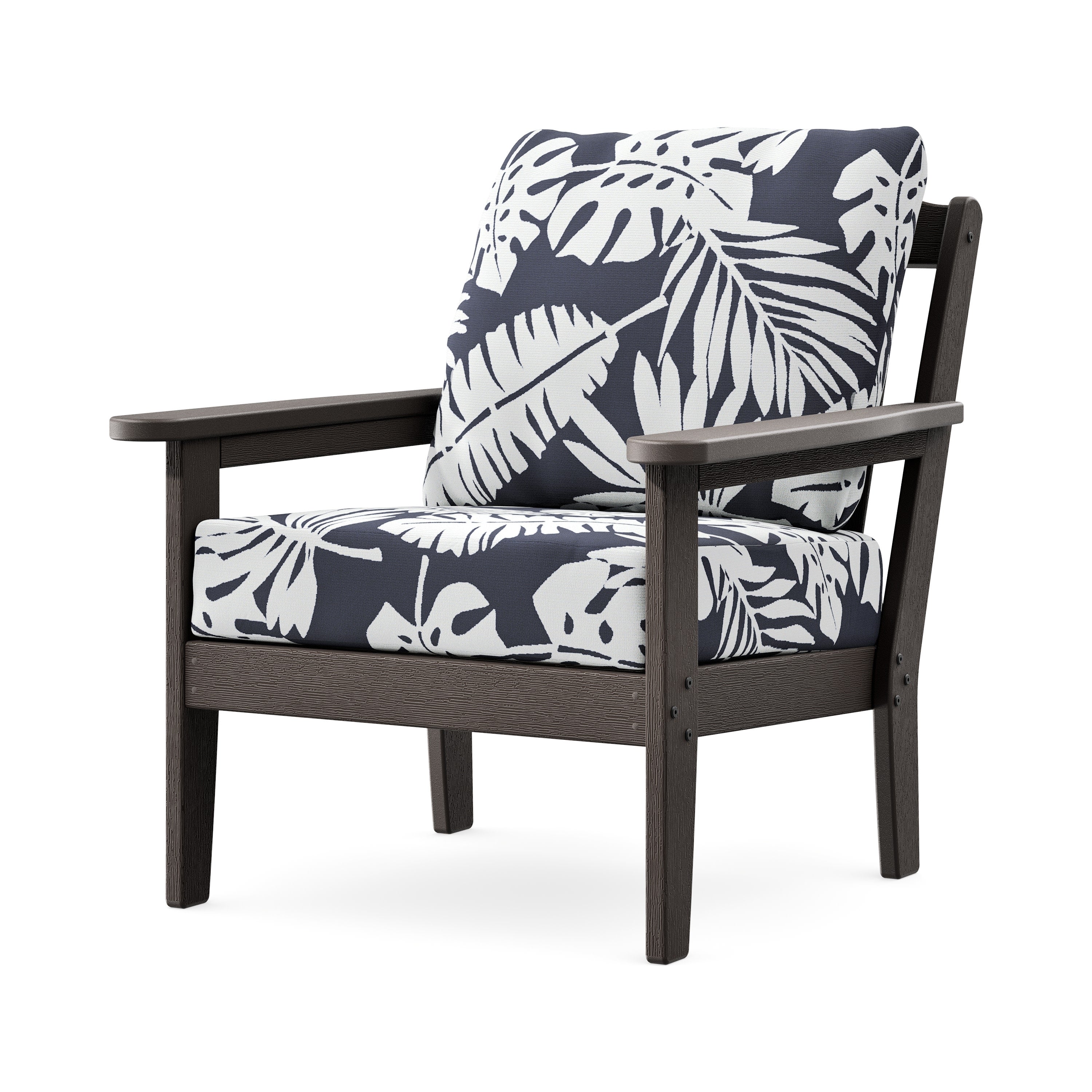 Cottage Deep Seating Chair in Vintage Coffee / Leaf Navy