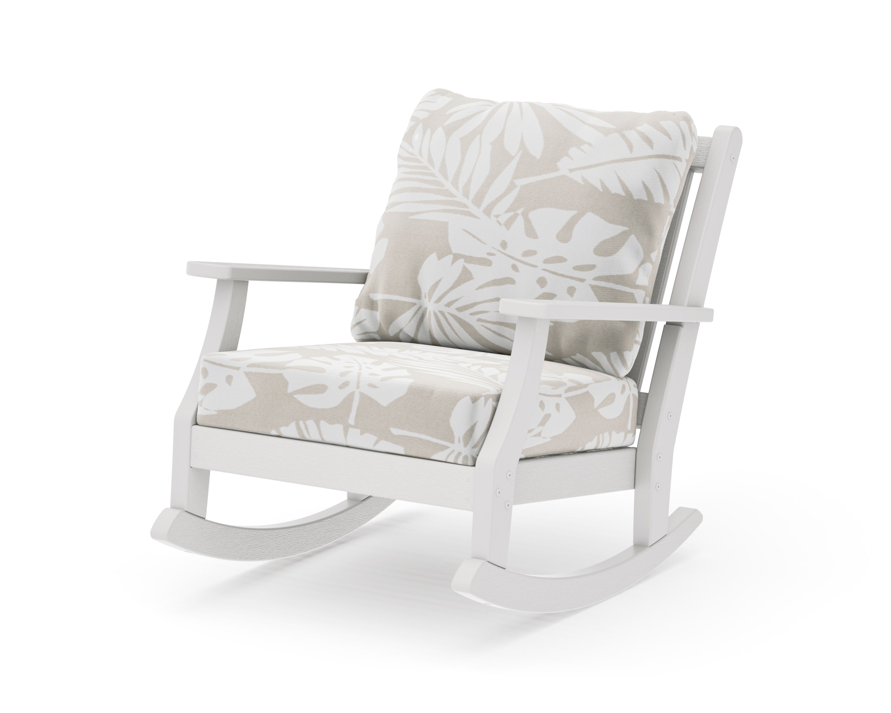 Wovendale Deep Seating Rocking Chair in Vintage White / Leaf Dune Burlap