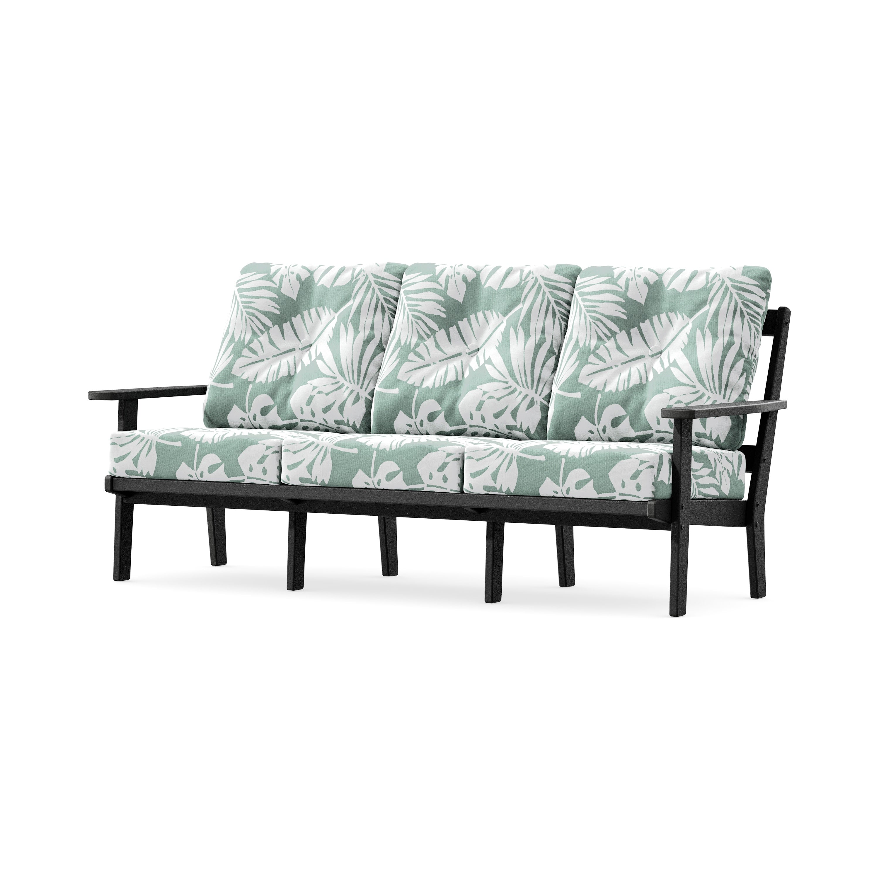 PrairieDeep Seating Sofa in Black / Leaf Glacier Spa