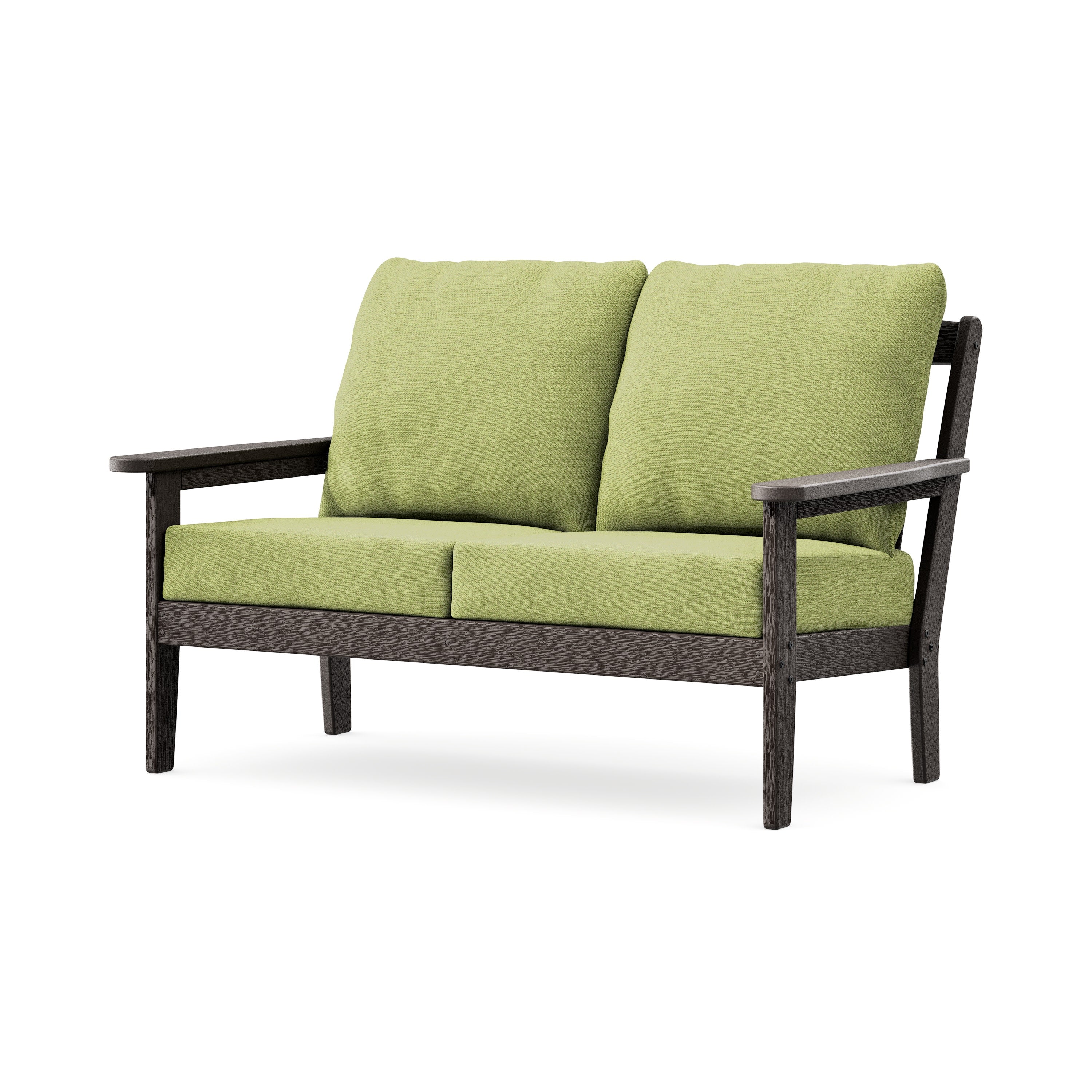 Cottage Deep Seating Loveseat in Vintage Coffee / Chartreuse Boucle
