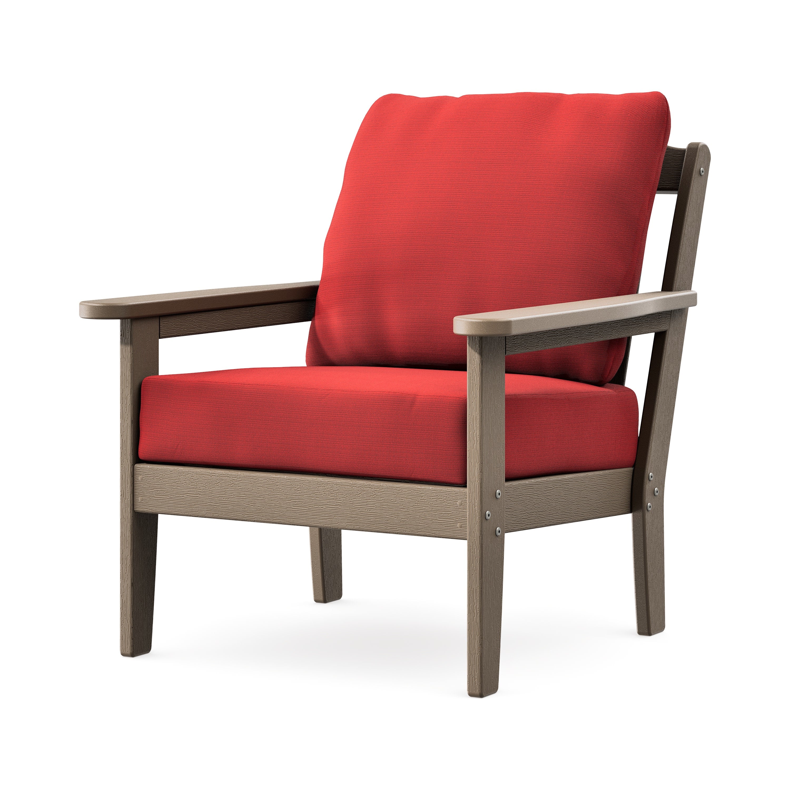 Cottage Deep Seating Chair in Vintage Sahara / Crimson Linen
