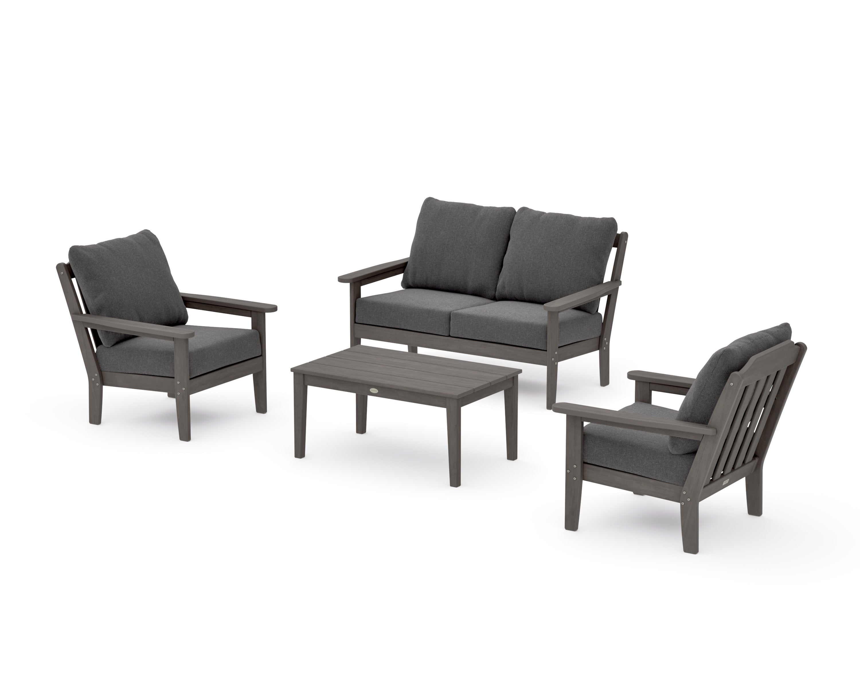 Cottage 4-Piece Deep Seating Set with Loveseat in Driftwood / Ash Charcoal