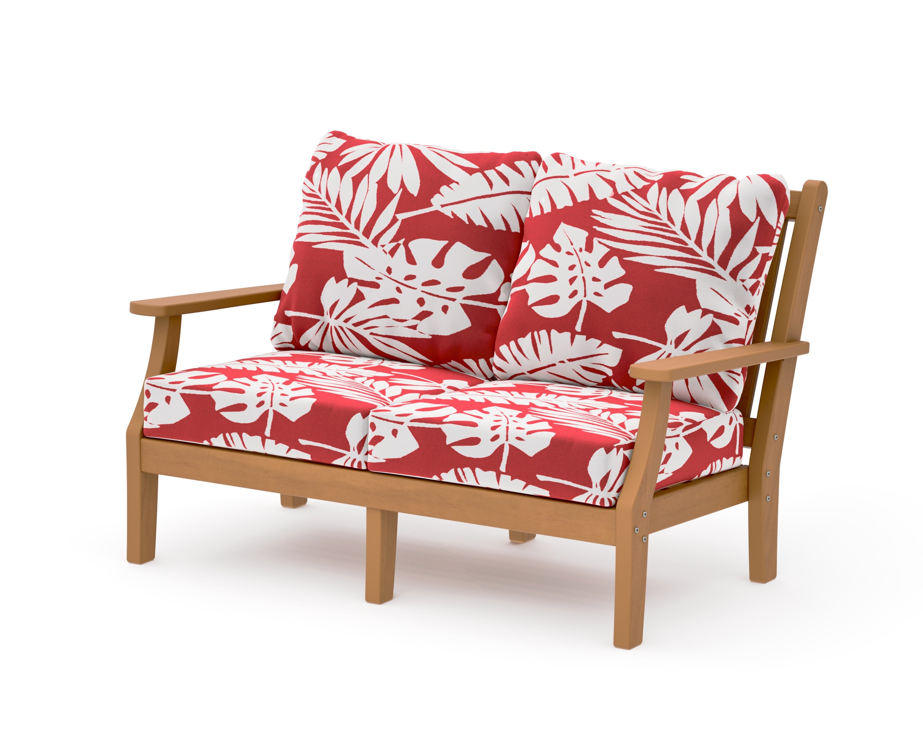 Wovendale Deep Seating Loveseat in Natural / Leaf Crimson
