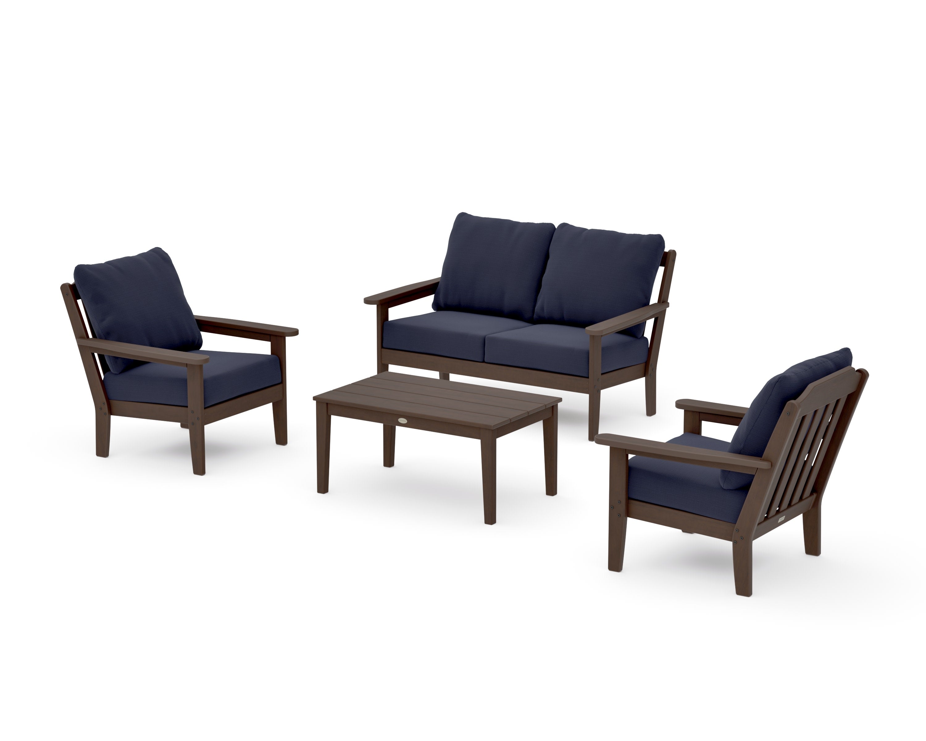 Cottage 4-Piece Deep Seating Set with Loveseat in Kona / Navy Linen