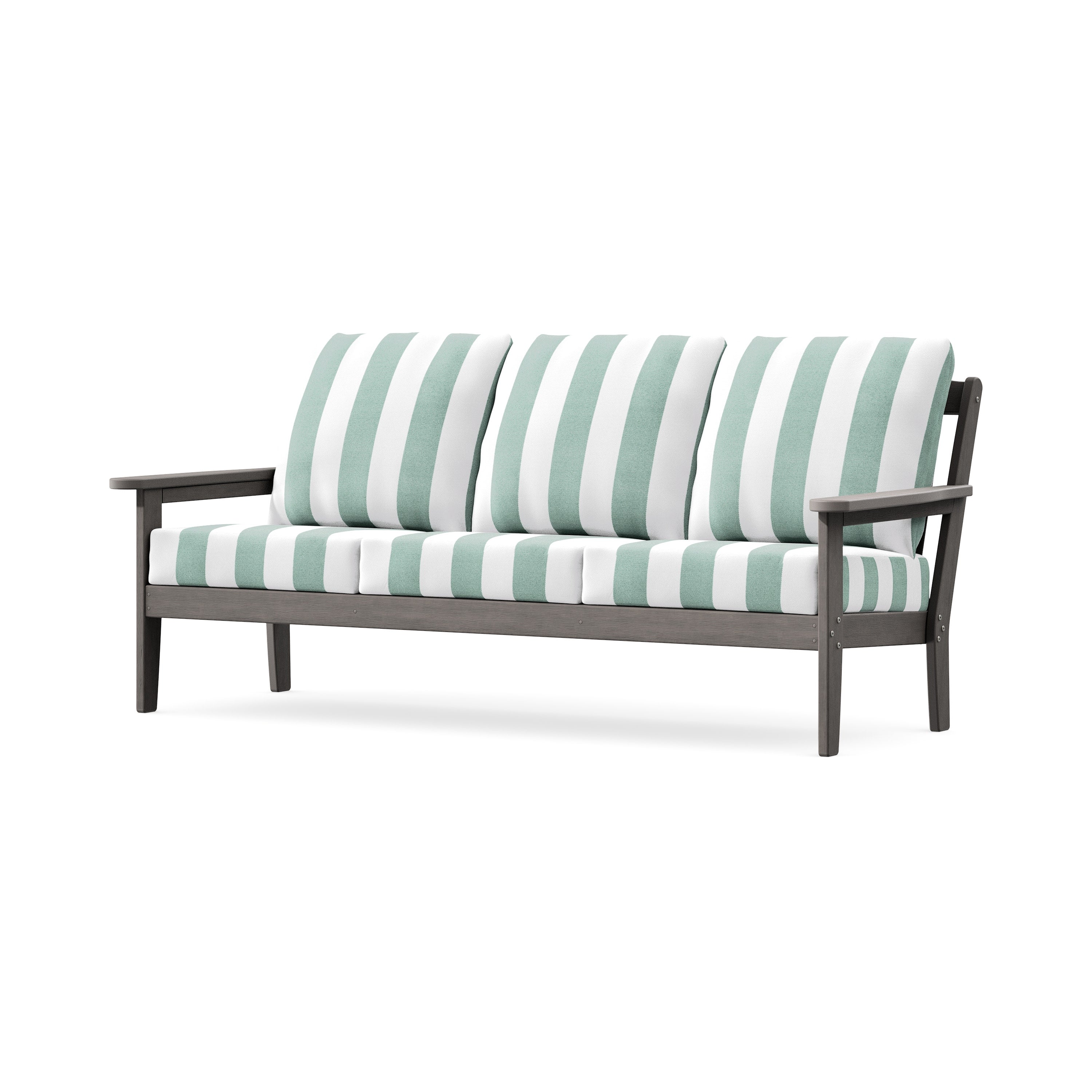 Cottage Deep Seating Sofa in Driftwood / Cabana Stripe Glacier Spa