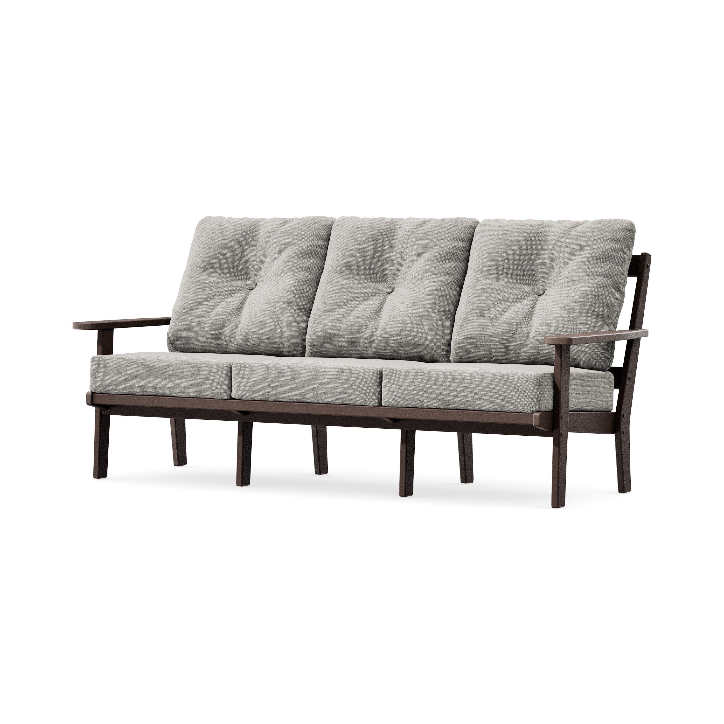 PrairieDeep Seating Sofa in Mahogany / Weathered Tweed