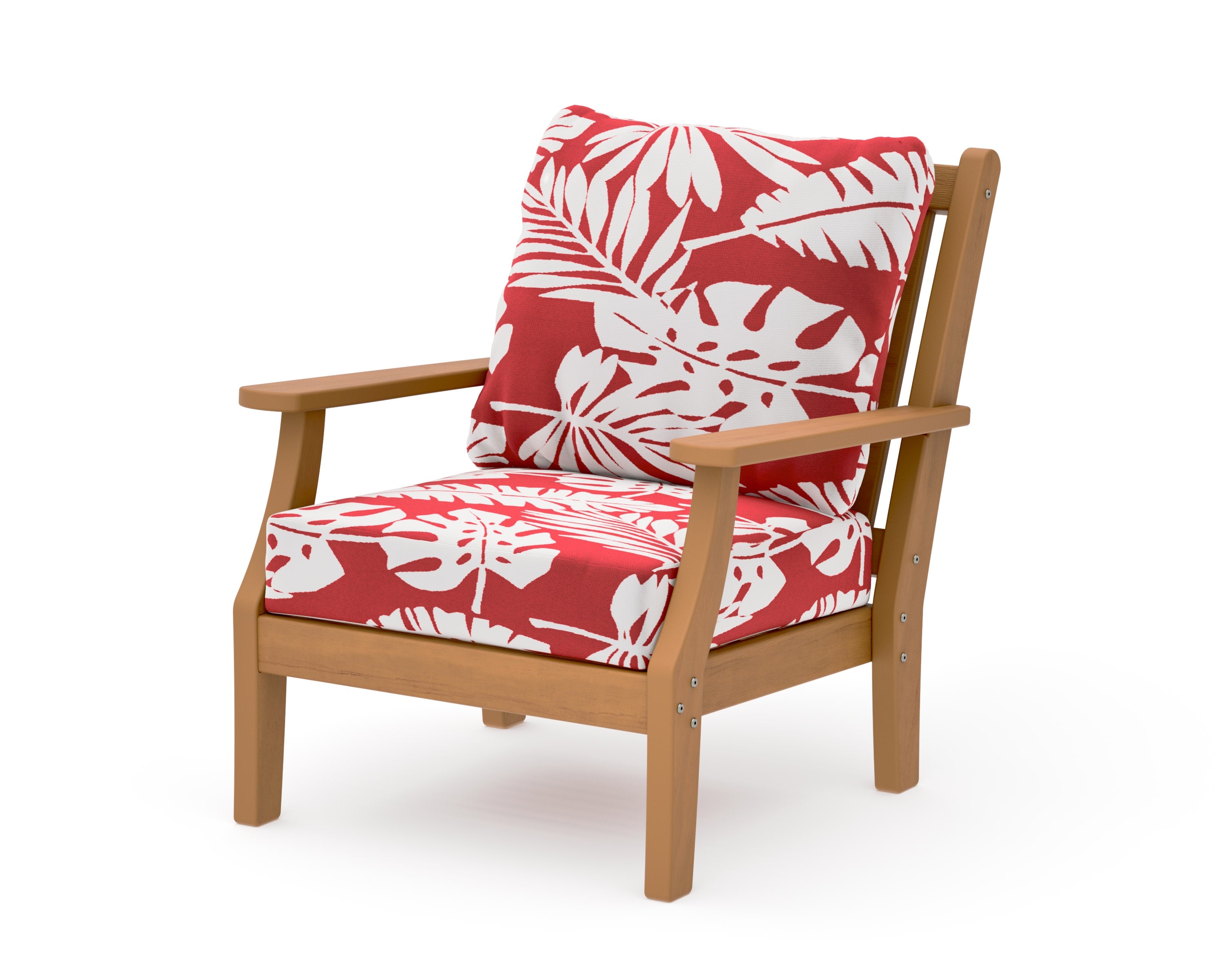 Wovendale Deep Seating Chair in Natural / Leaf Crimson