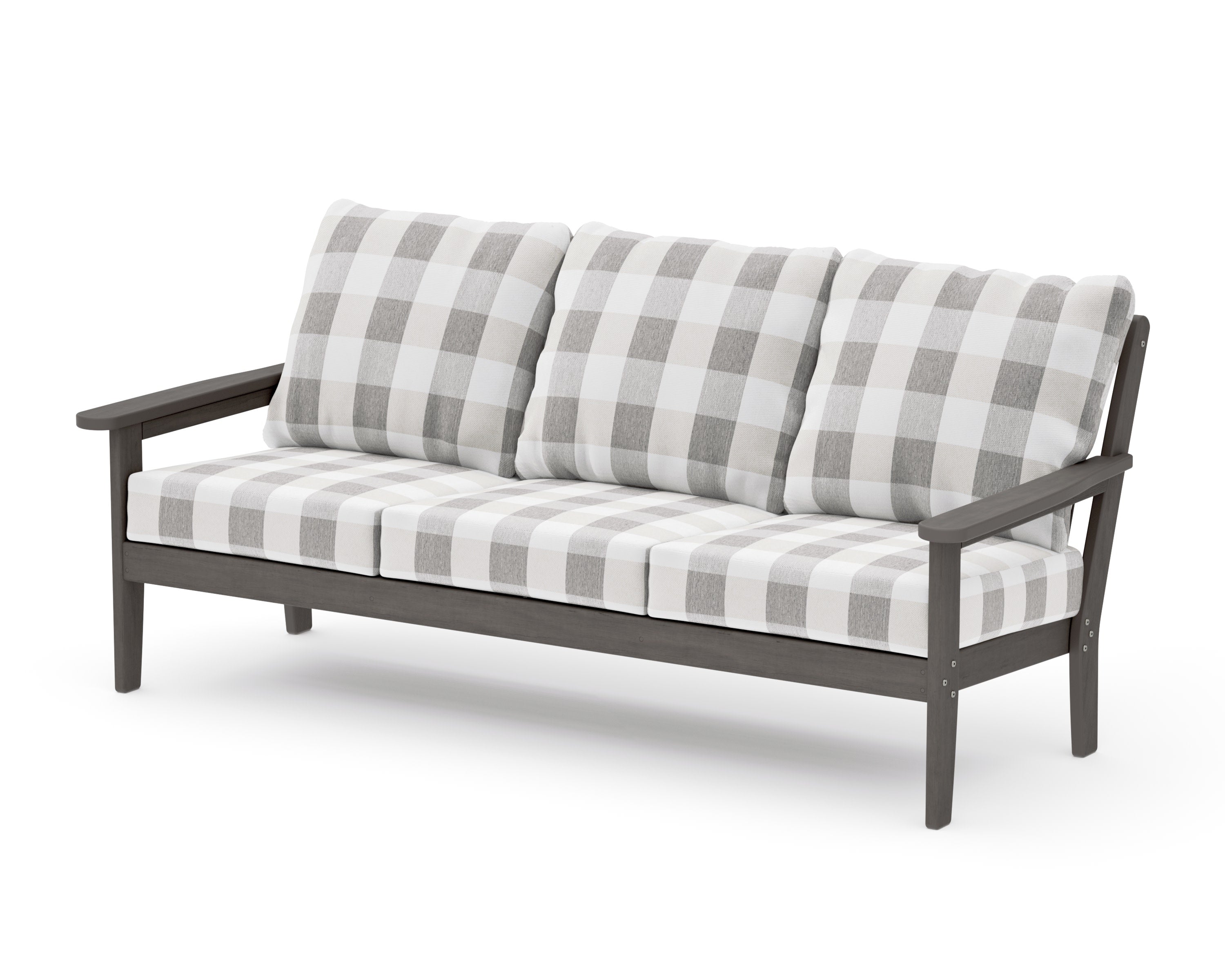 Cottage Deep Seating Sofa in Driftwood / Buffalo Plaid Grey Mist