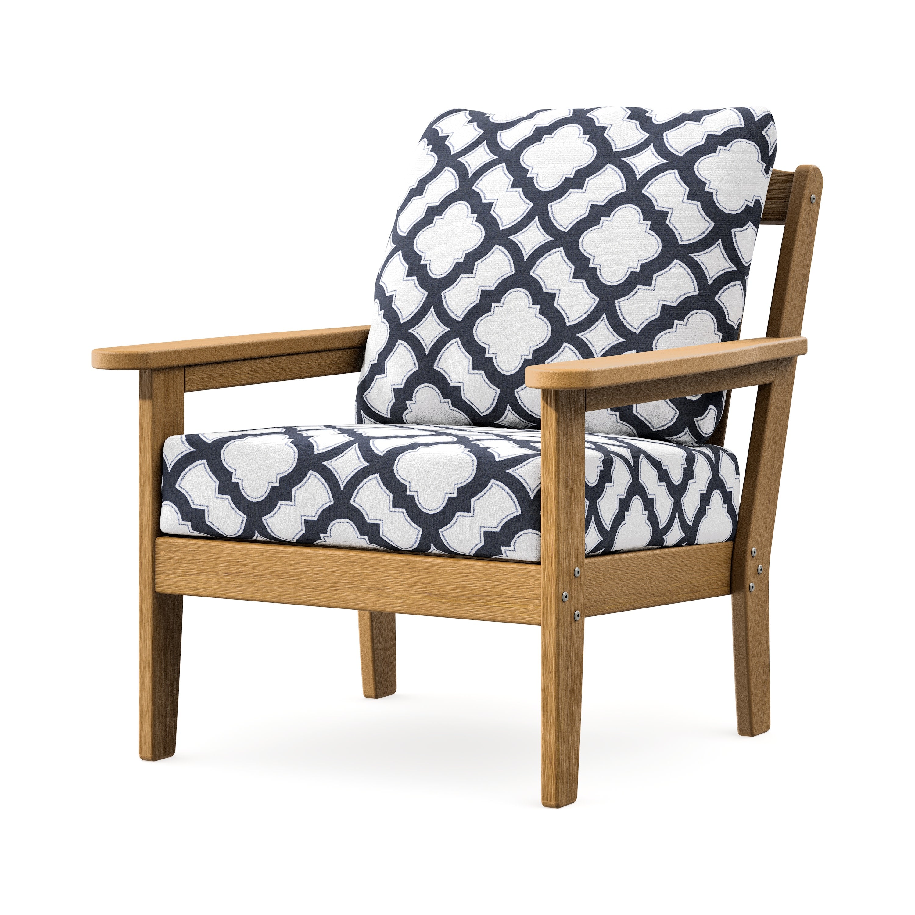Cottage Deep Seating Chair in Natural / Trellis Navy