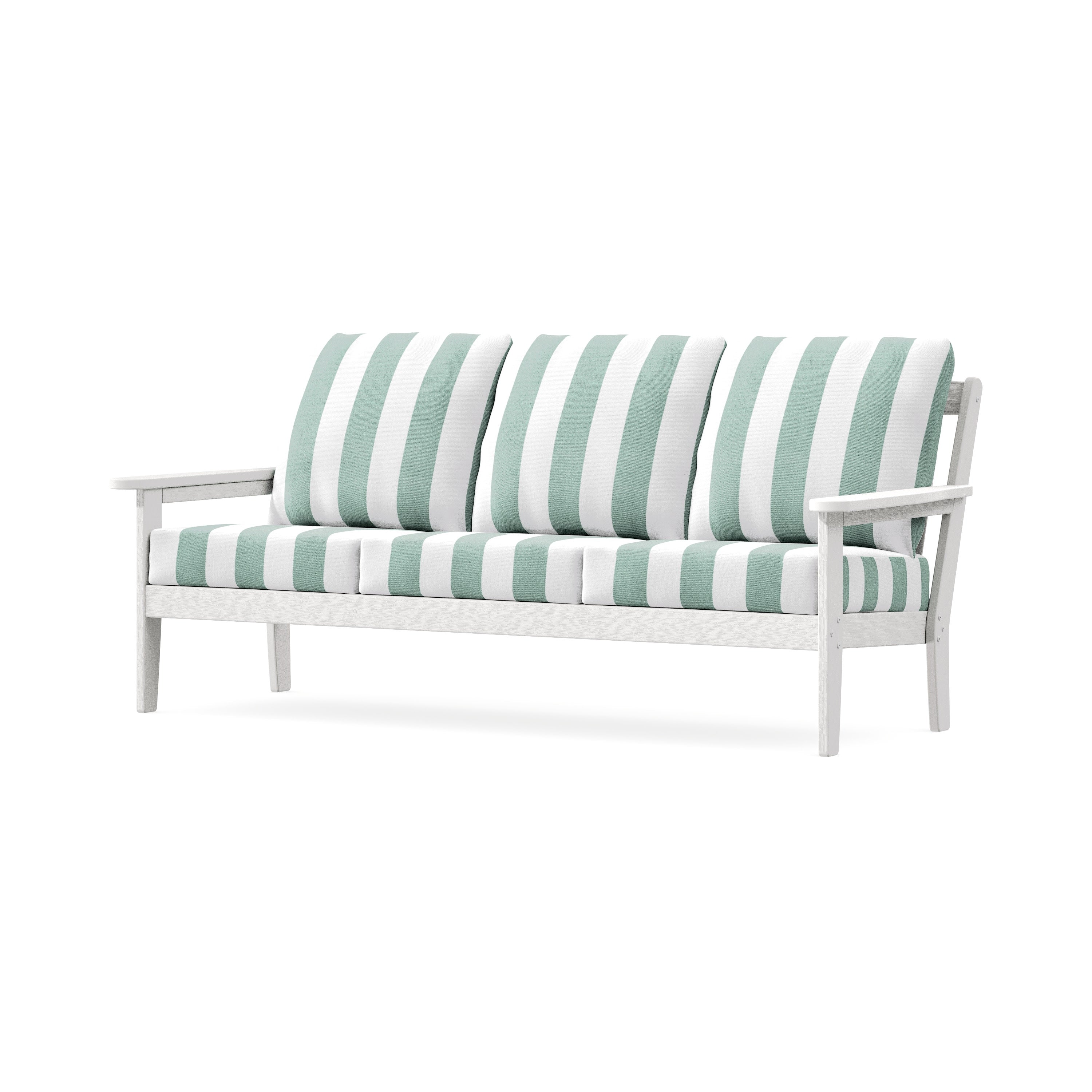 Cottage Deep Seating Sofa in Vintage White / Cabana Stripe Glacier Spa