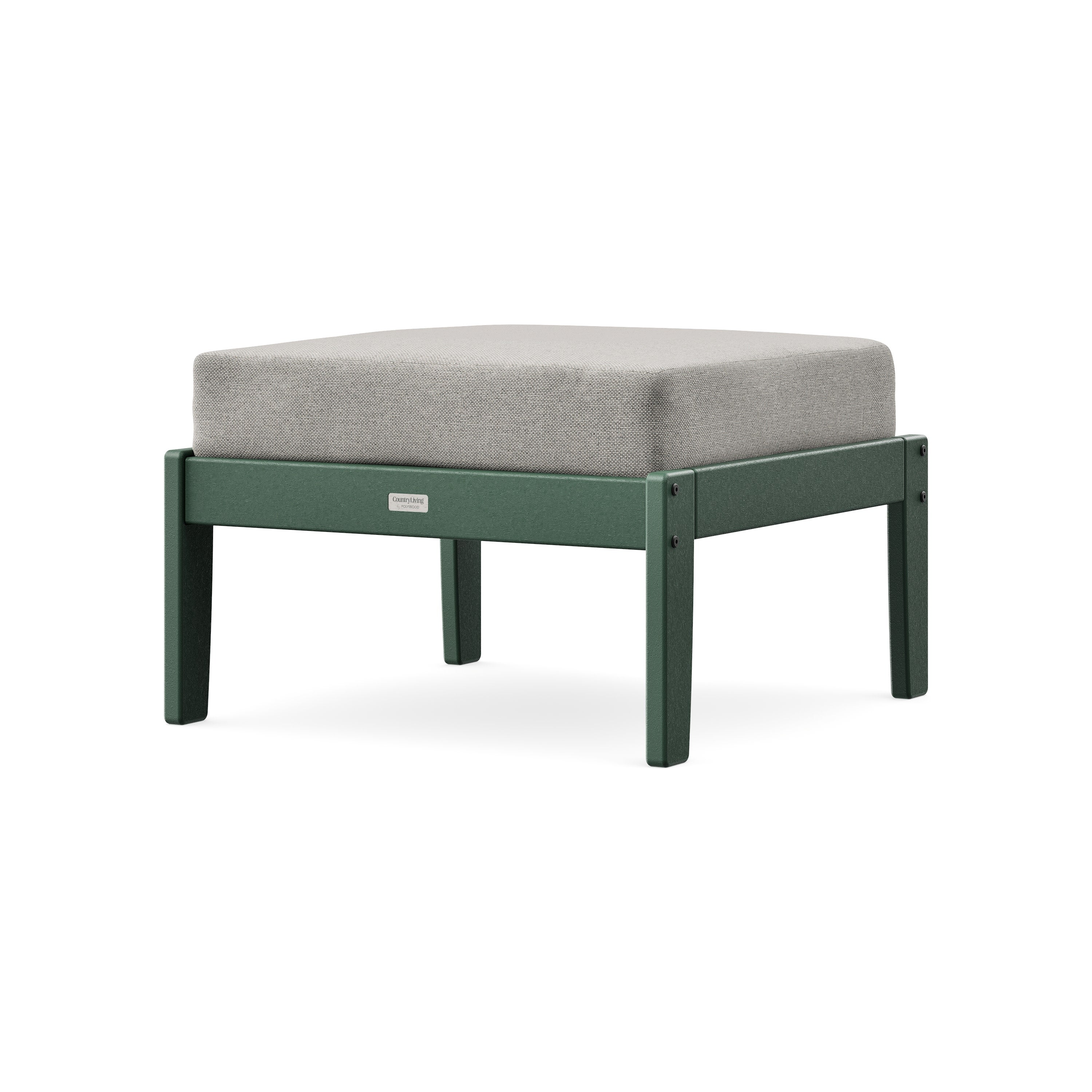 Cottage Deep Seating Ottoman in Green / Weathered Tweed