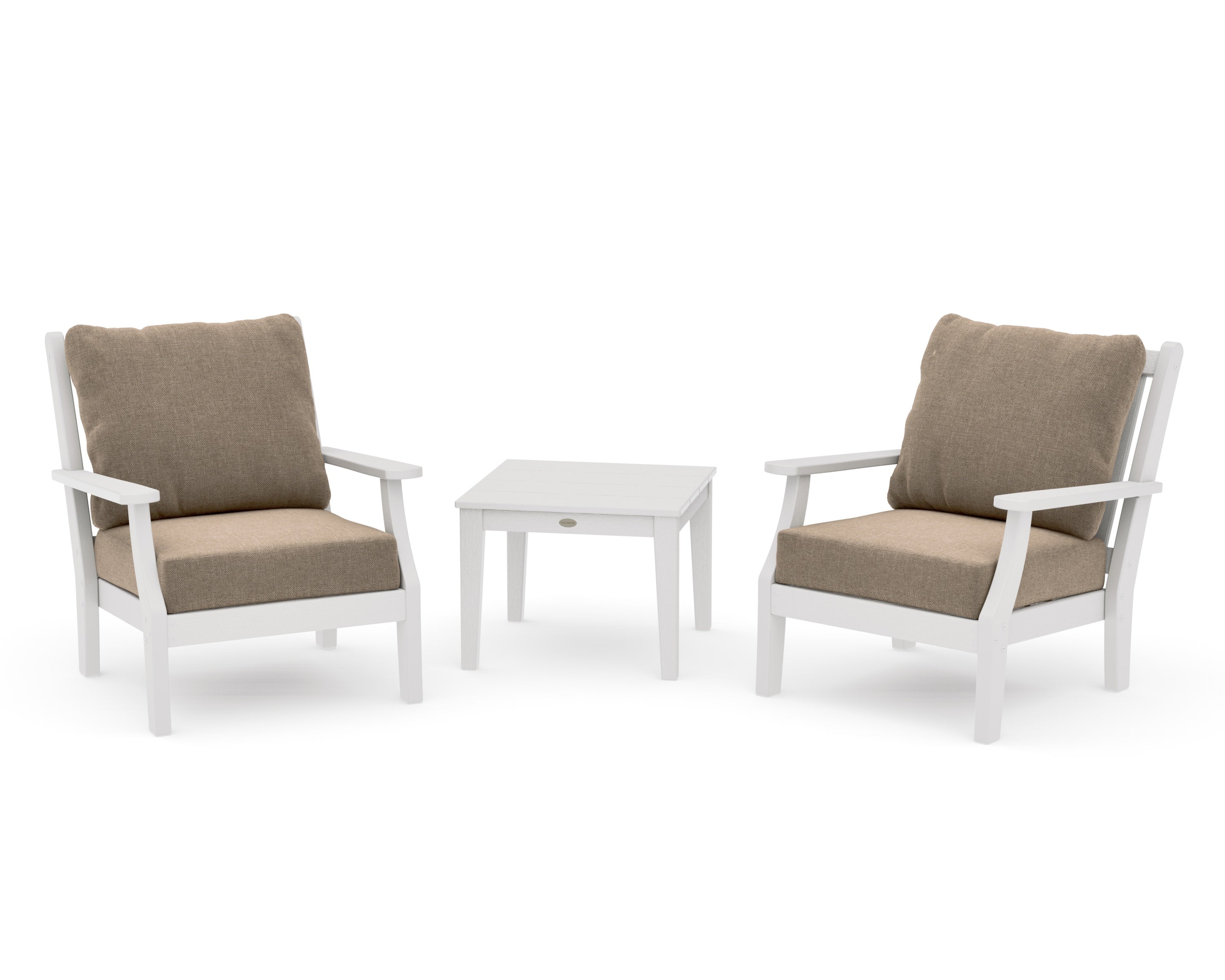 Wovendale 3-Piece Deep Seating Set in Vintage White / Spiced Burlap