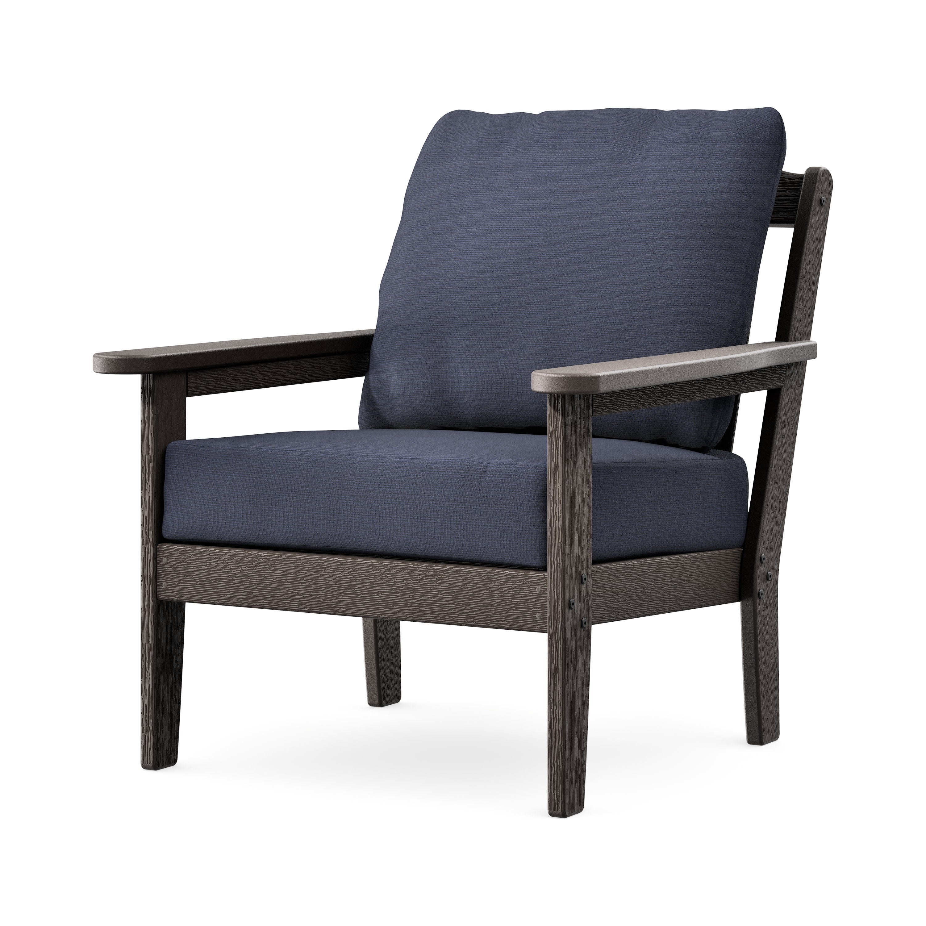 Cottage Deep Seating Chair in Vintage Coffee / Navy Linen
