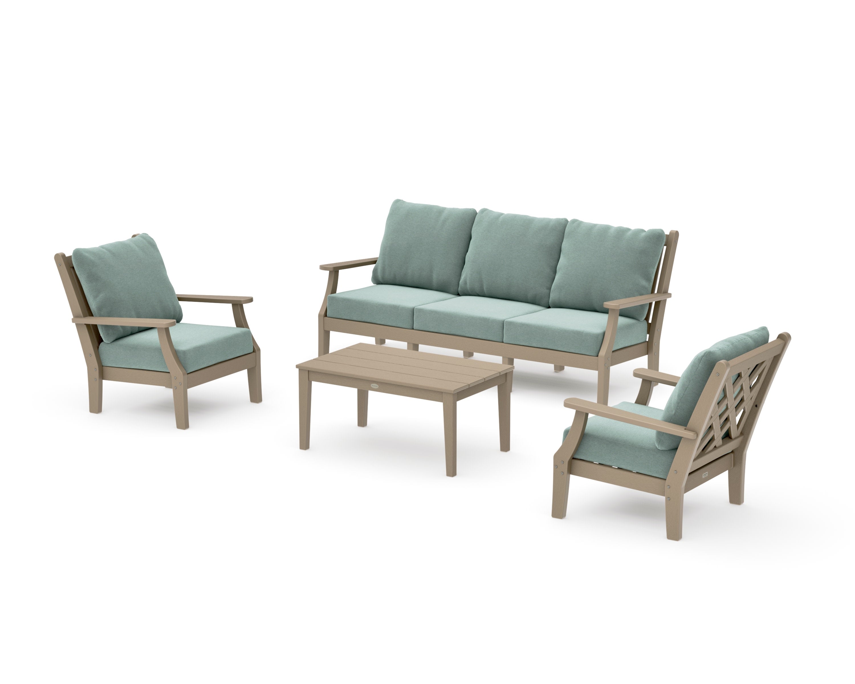 Wovendale 4-Piece Deep Seating Set with Sofa in Vintage Sahara / Glacier Spa