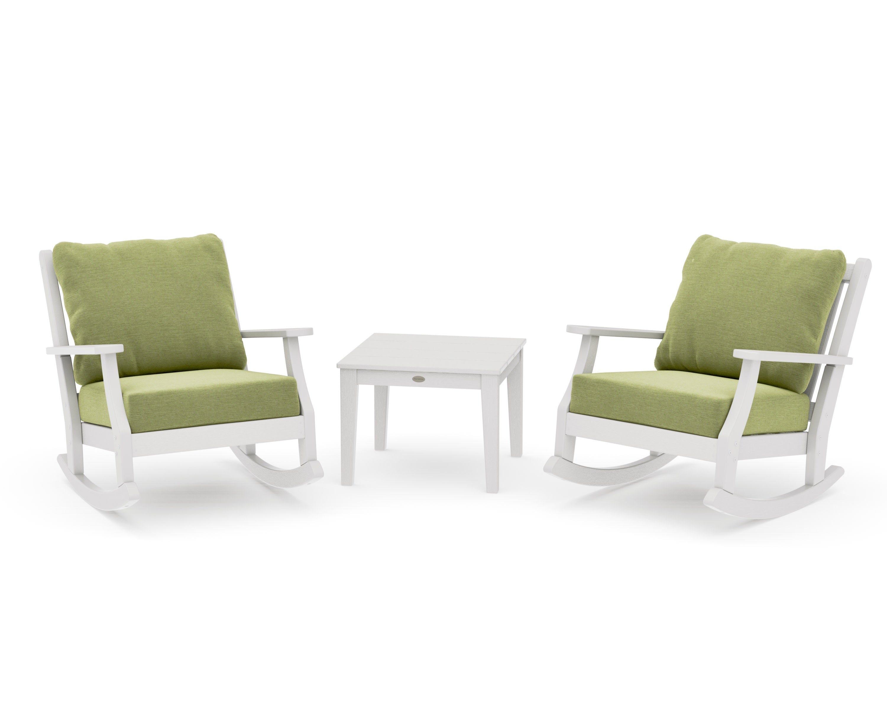 Wovendale 3-Piece Deep Seating Rocker Set in Vintage White / Chartreuse Boucle