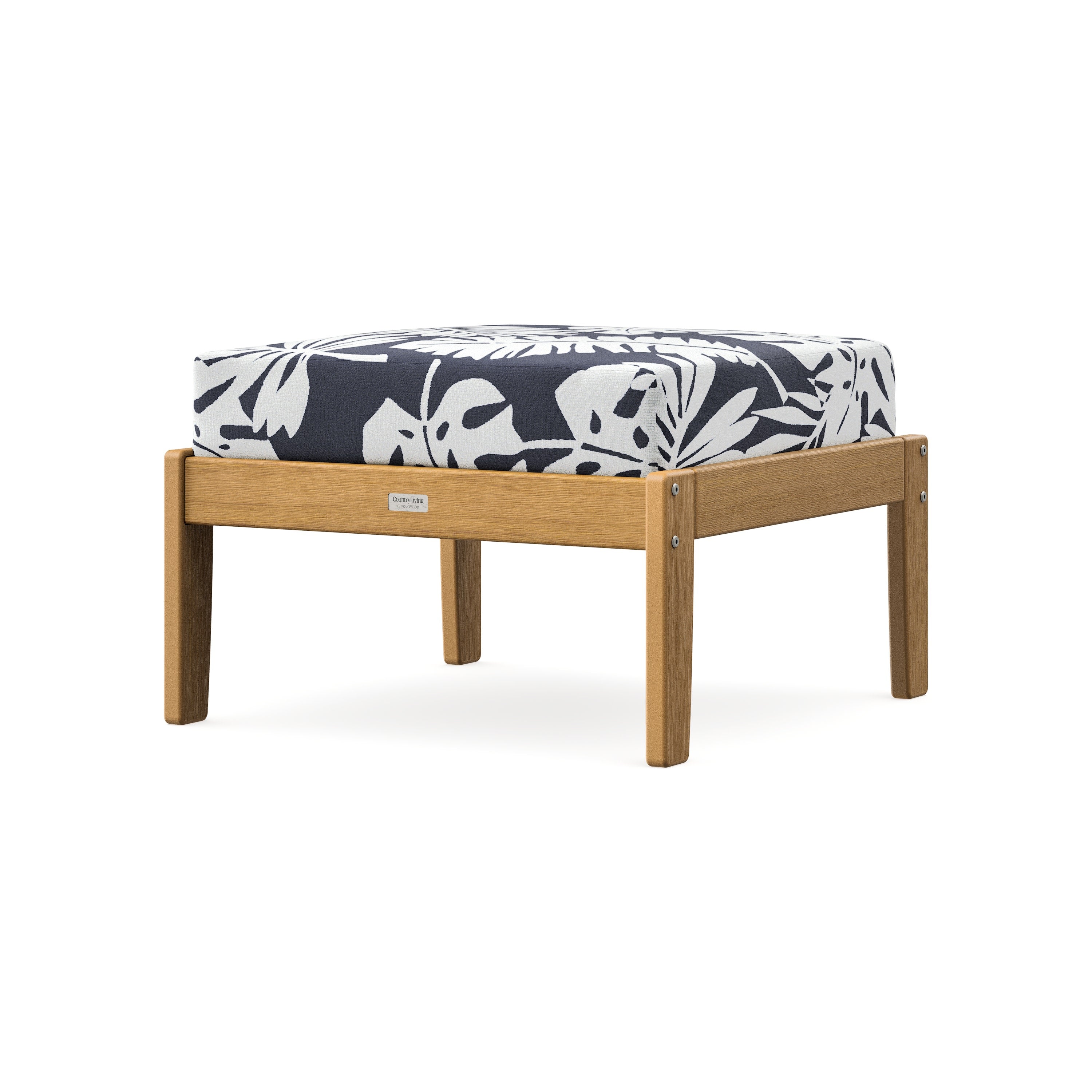 Cottage Deep Seating Ottoman in Natural / Leaf Navy