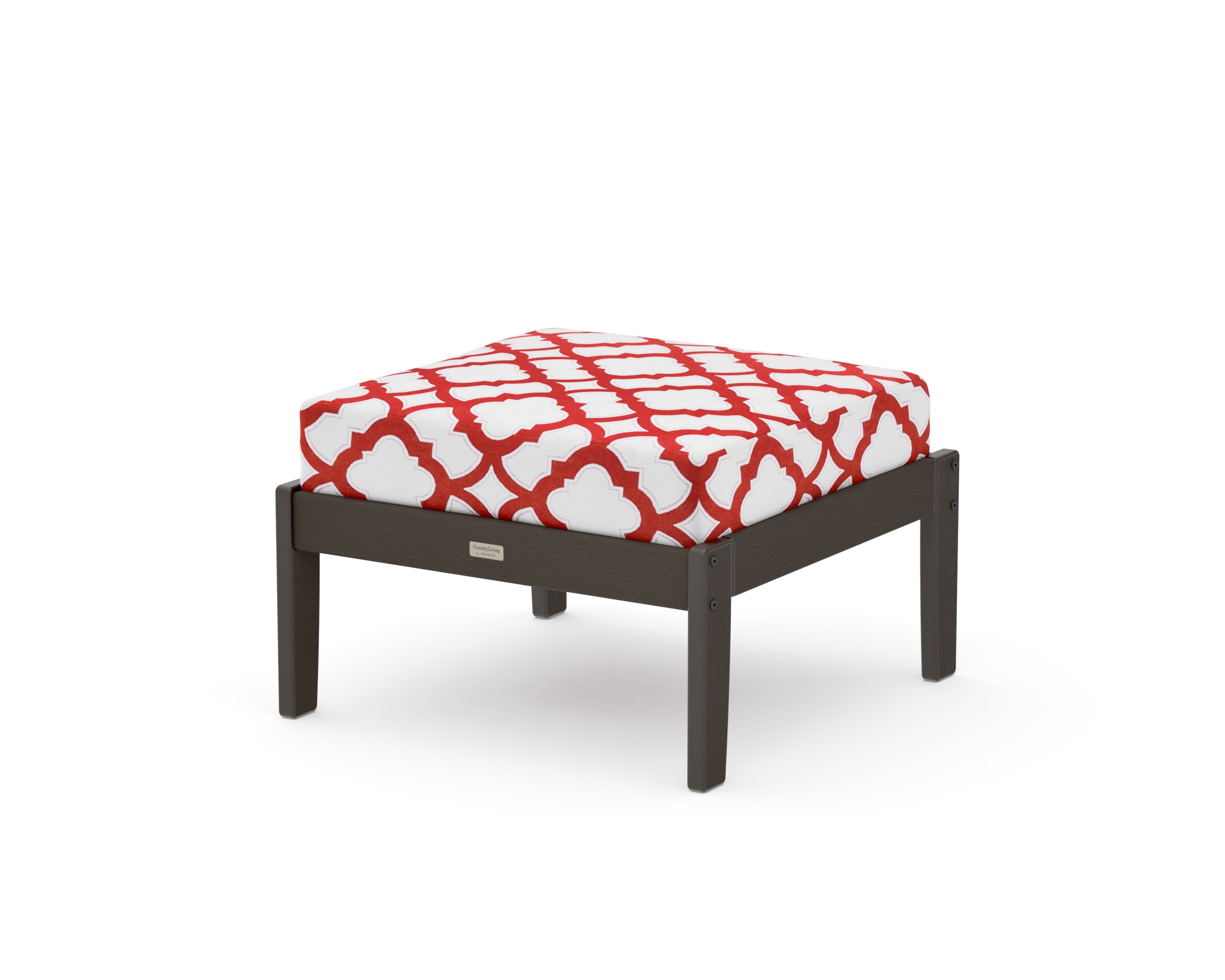 Cottage Deep Seating Ottoman in Vintage Coffee / Trellis Crimson