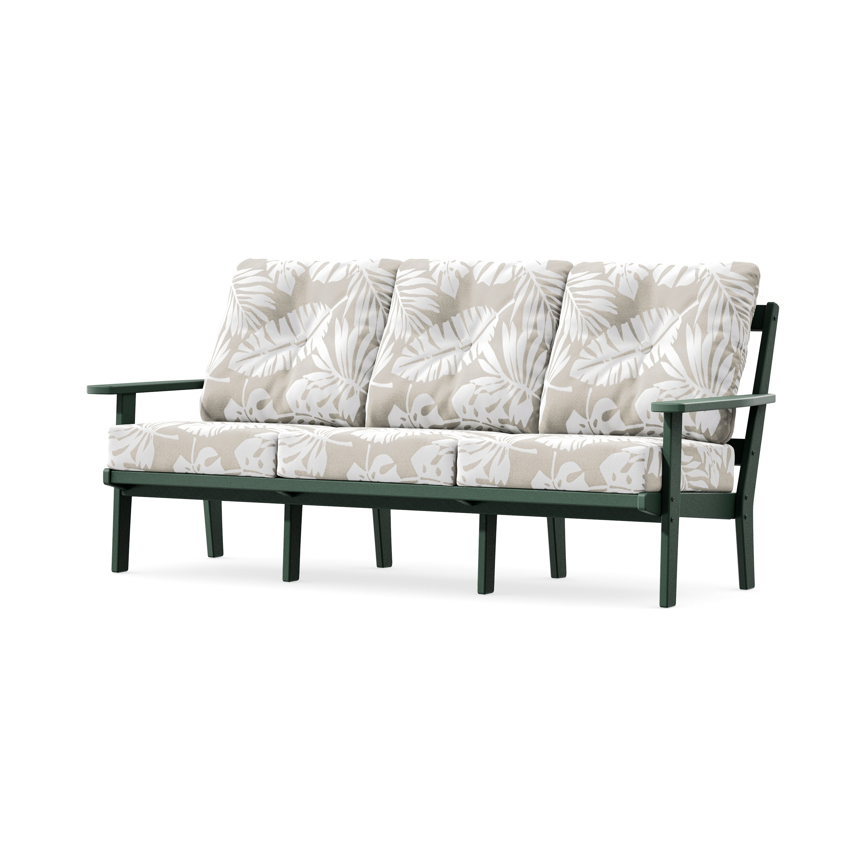 PrairieDeep Seating Sofa in Green / Leaf Dune Burlap