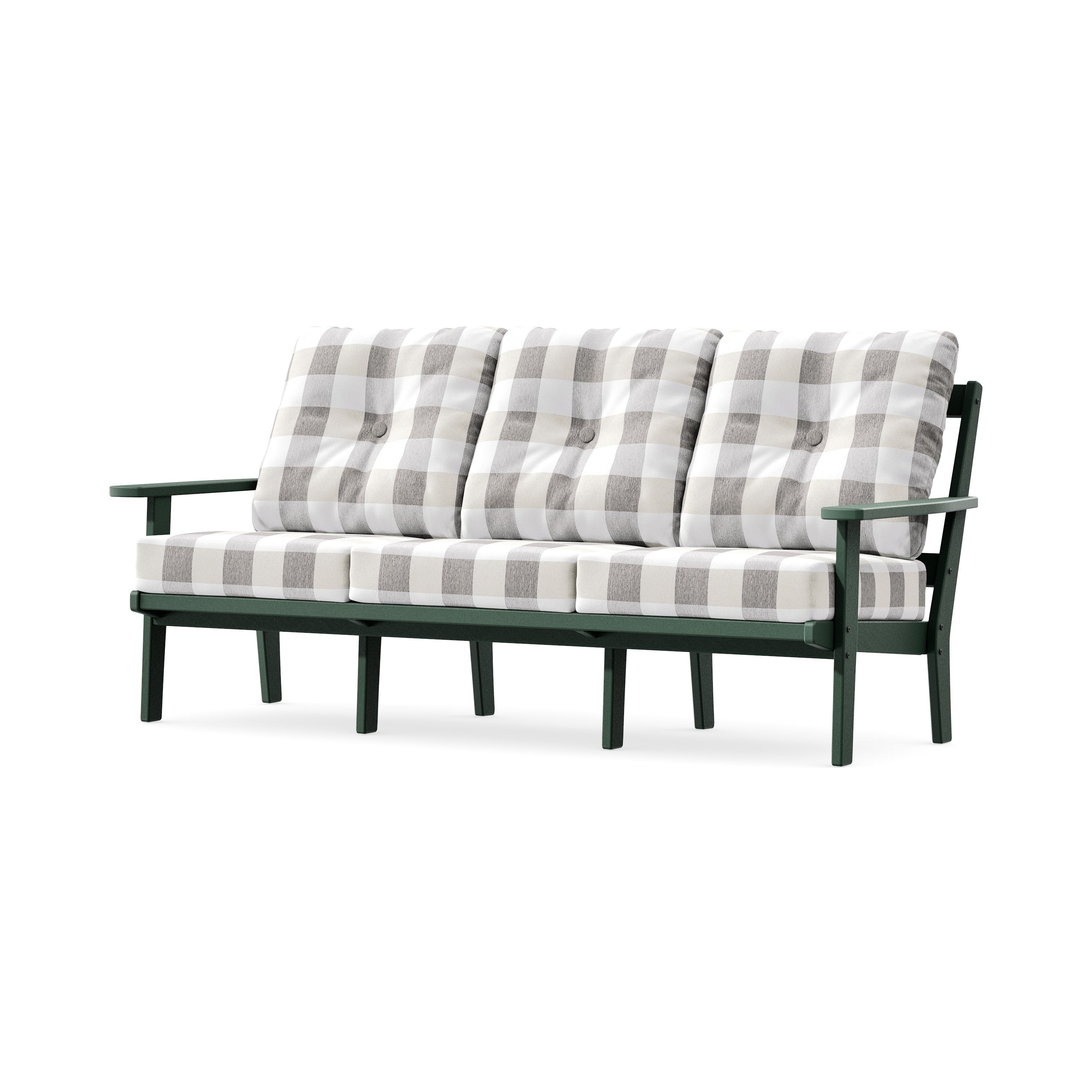 PrairieDeep Seating Sofa in Green / Buffalo Plaid Grey Mist