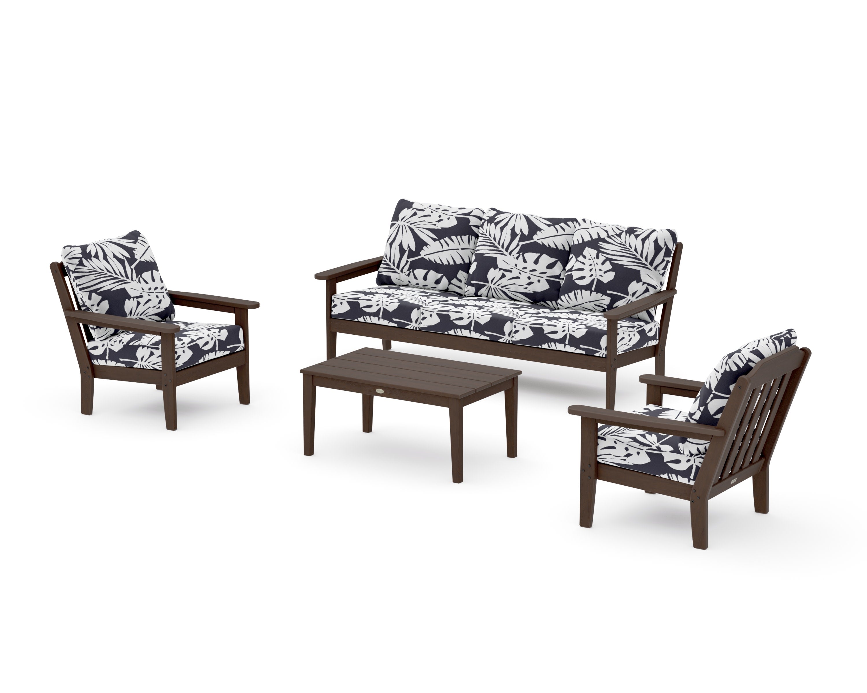 Cottage 4-Piece Deep Seating Set with Sofa in Kona / Leaf Navy