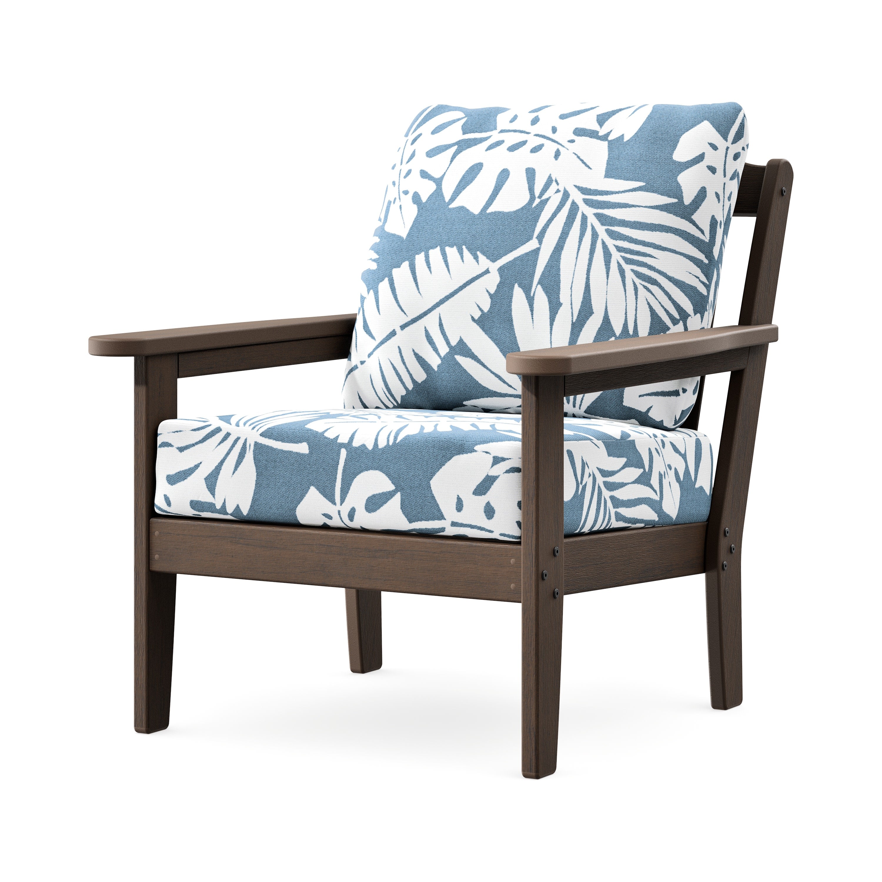 Cottage Deep Seating Chair in Kona / Leaf Sky Blue