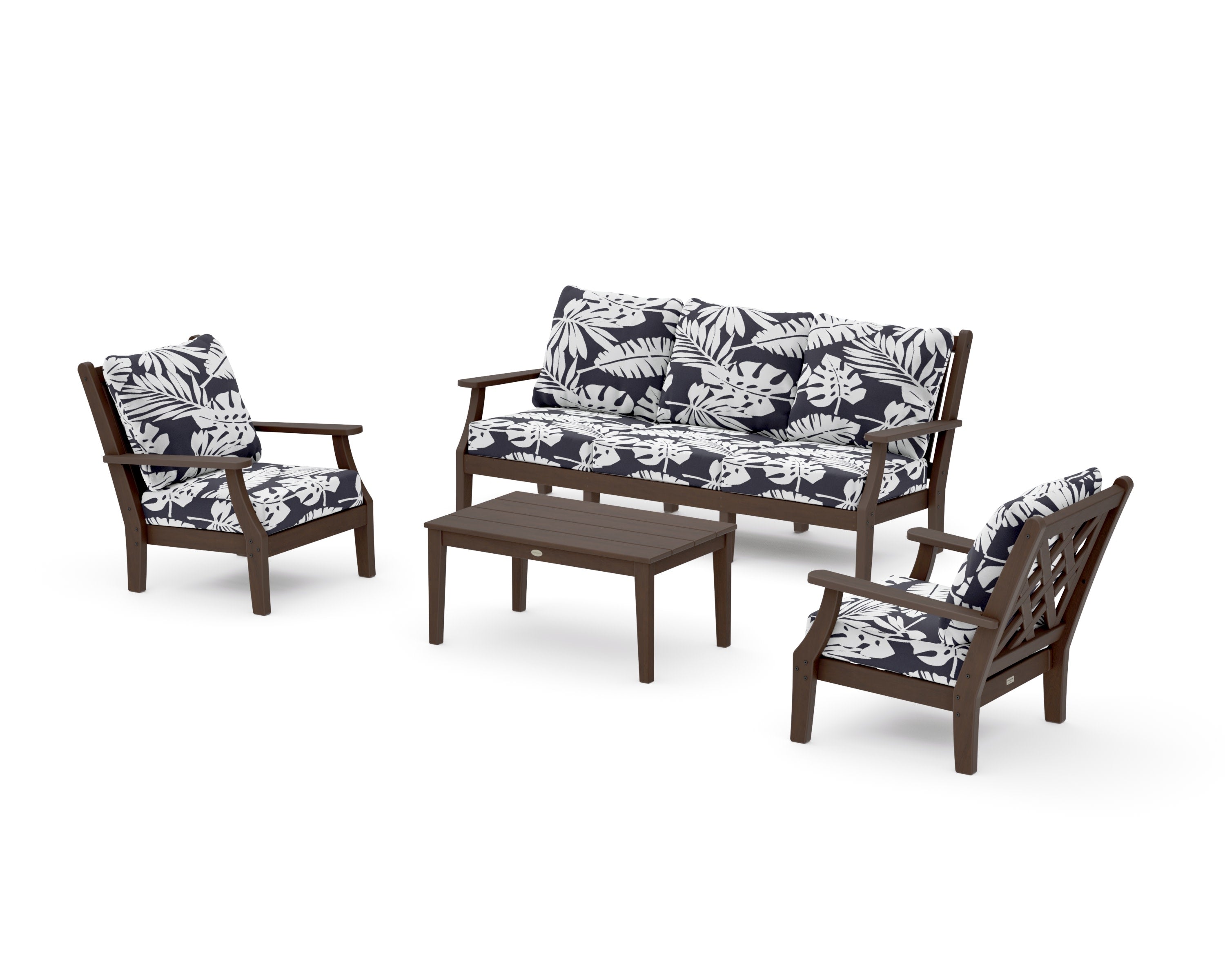 Wovendale 4-Piece Deep Seating Set with Sofa in Kona / Leaf Navy