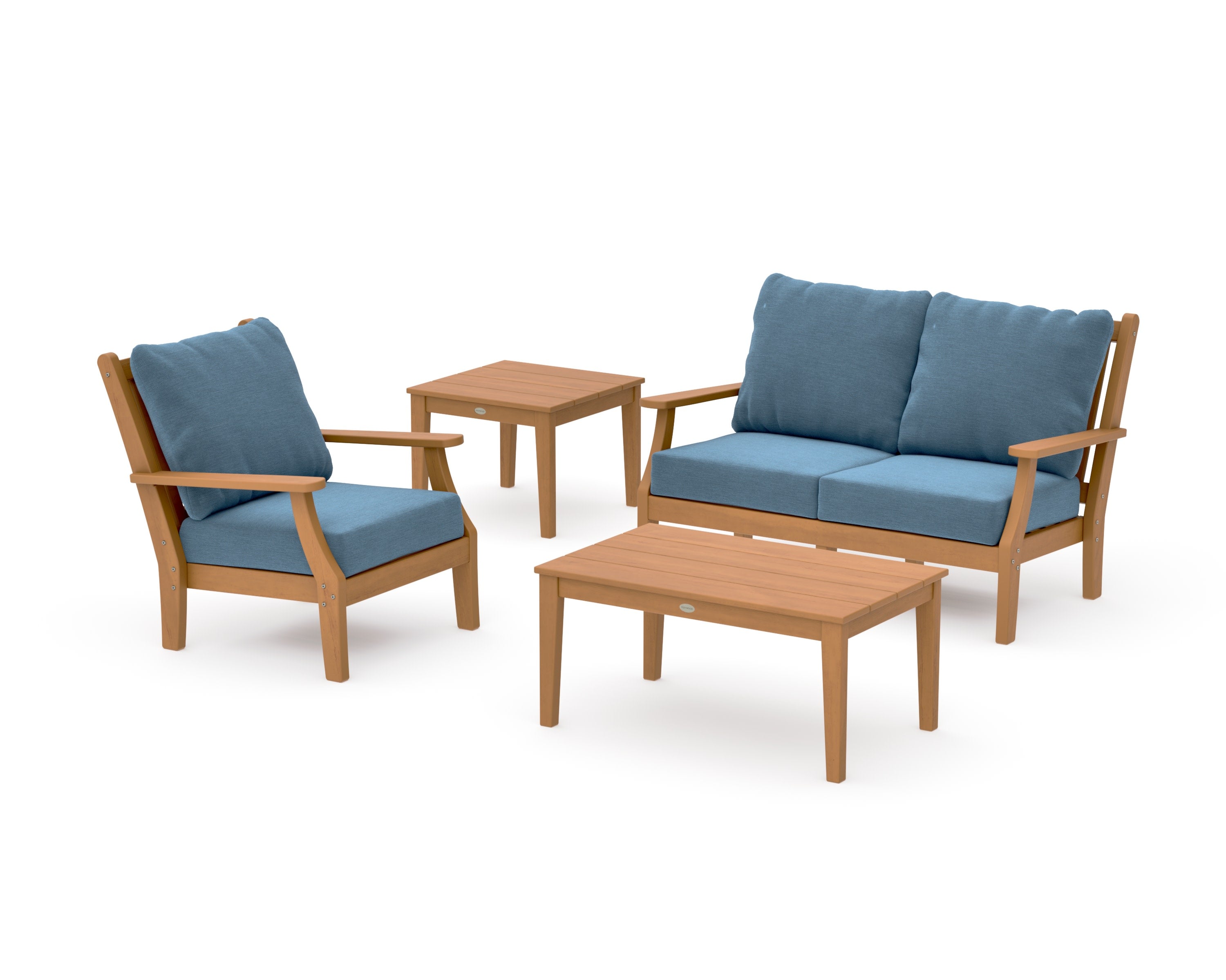 Wovendale 4-Piece Deep Seating Set in Natural / Sky Blue