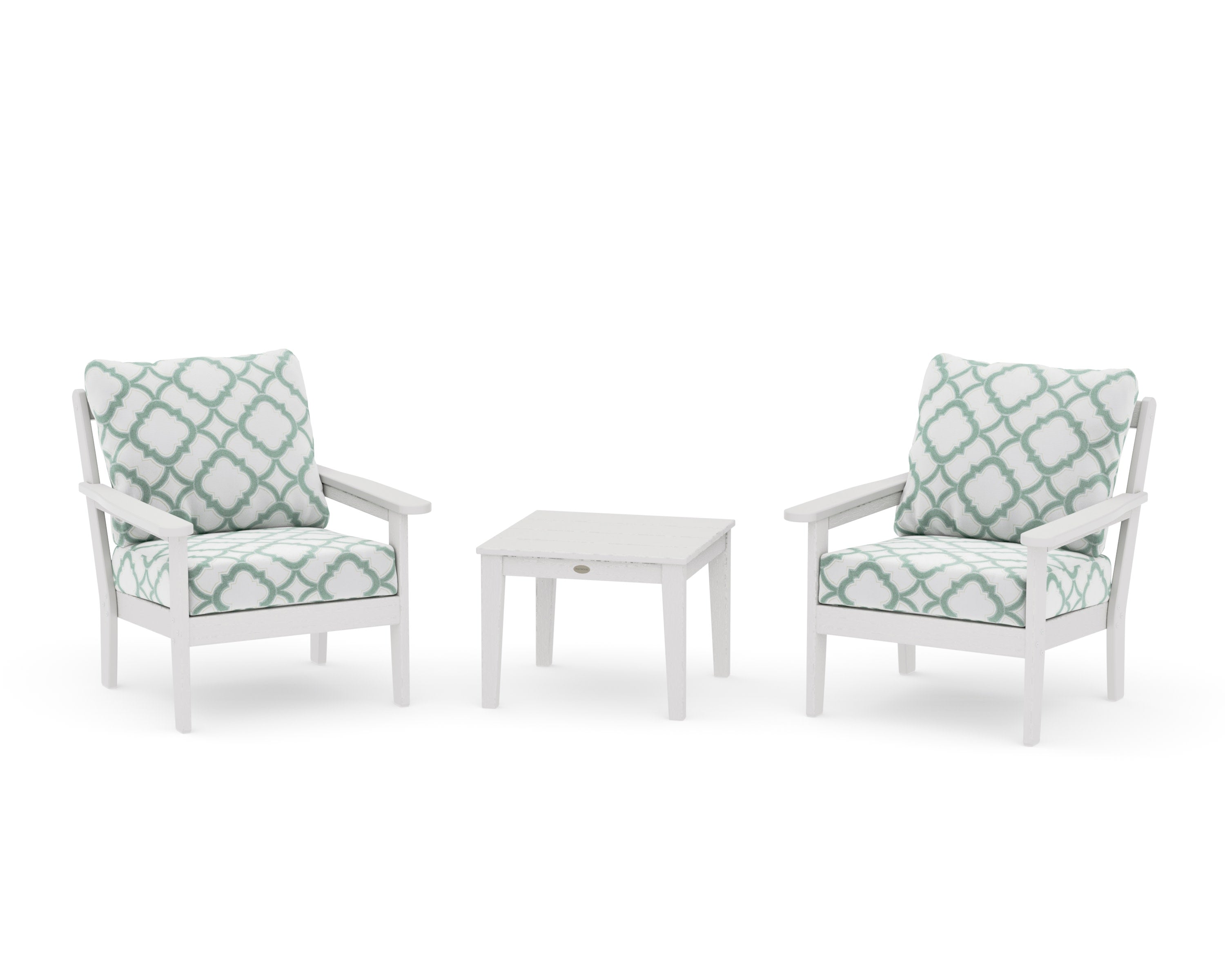 Cottage 3-Piece Deep Seating Set in Vintage White / Trellis Glacier Spa