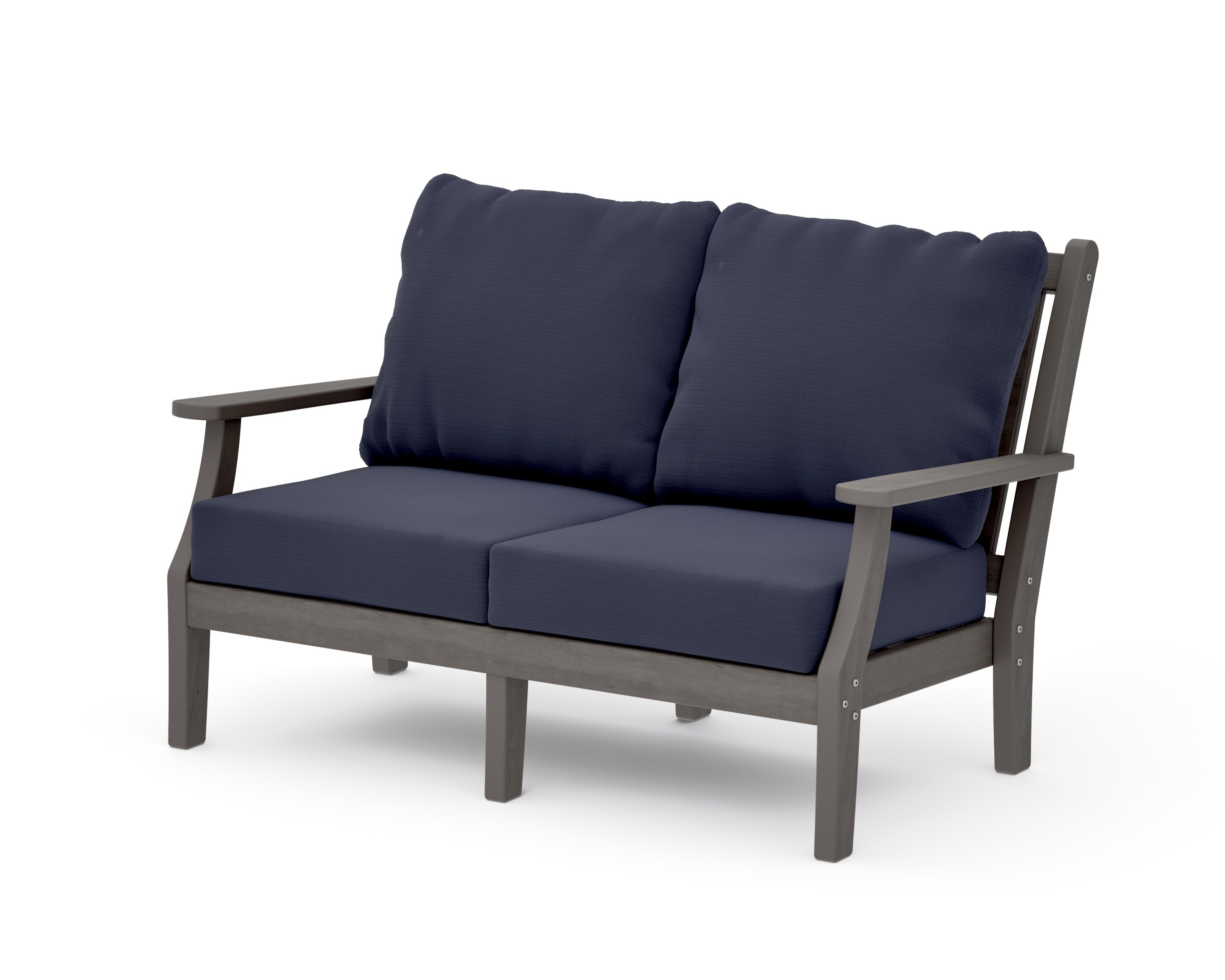 Wovendale Deep Seating Loveseat in Driftwood / Navy Linen