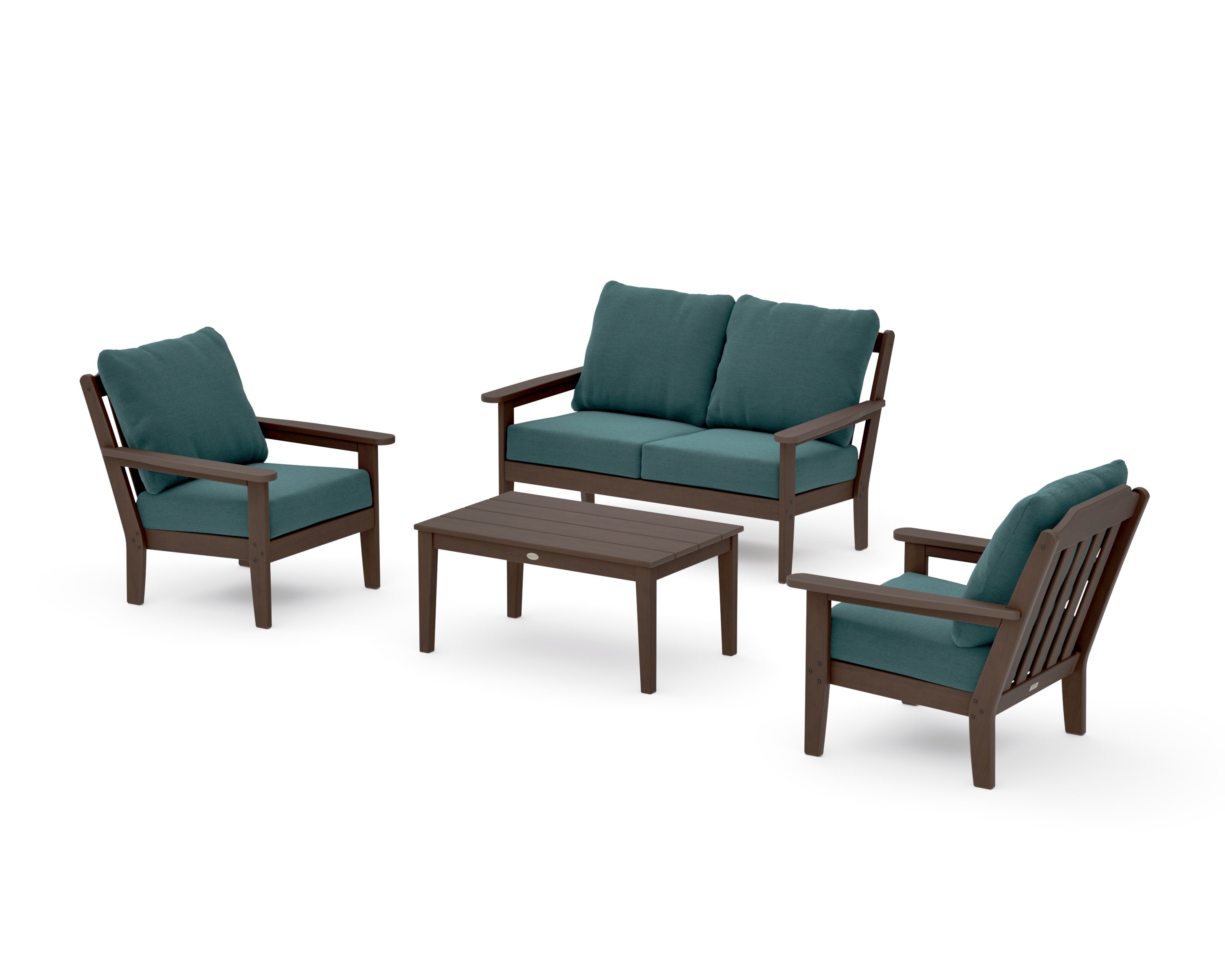 Cottage 4-Piece Deep Seating Set with Loveseat in Kona / Ocean Teal