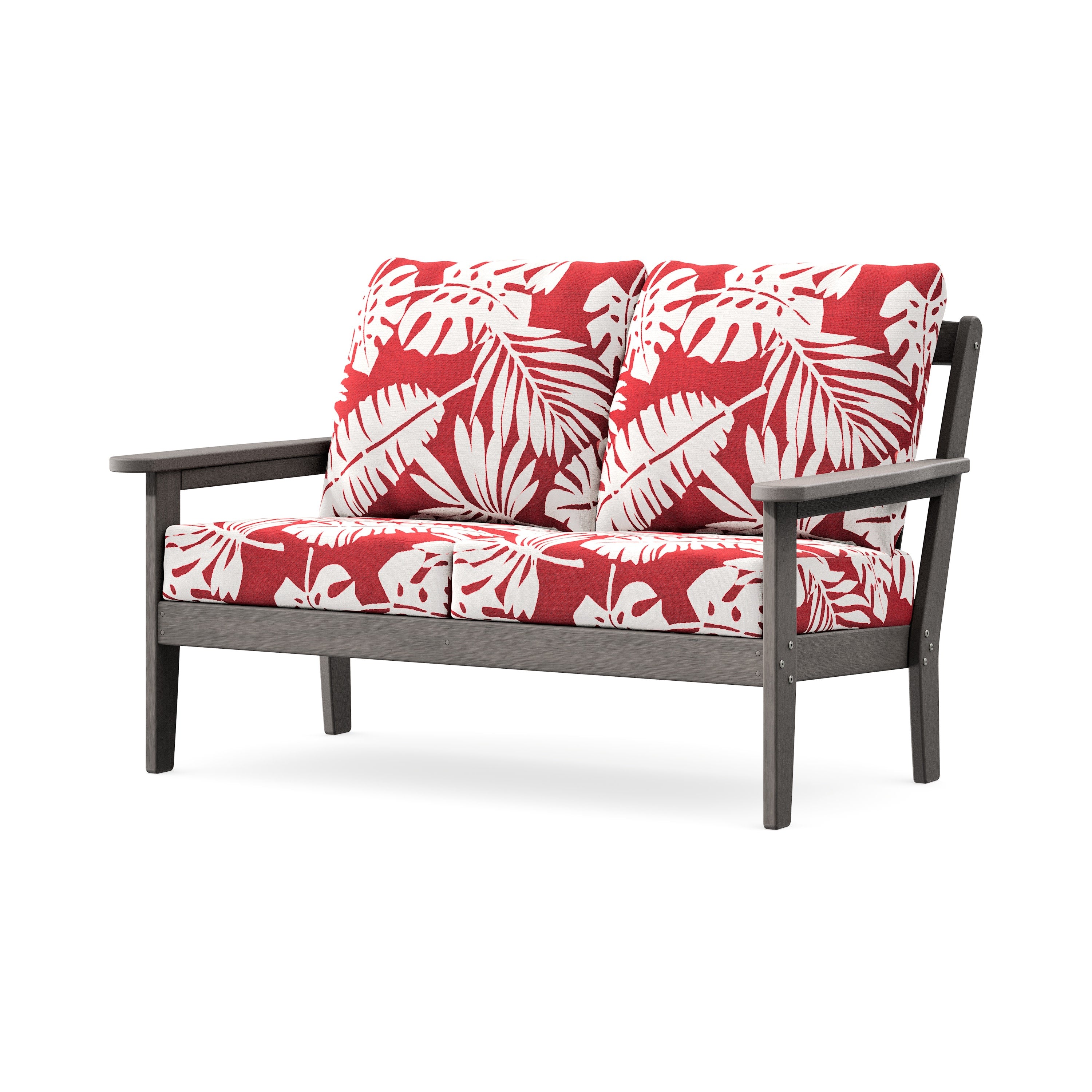 Cottage Deep Seating Loveseat in Driftwood / Leaf Crimson