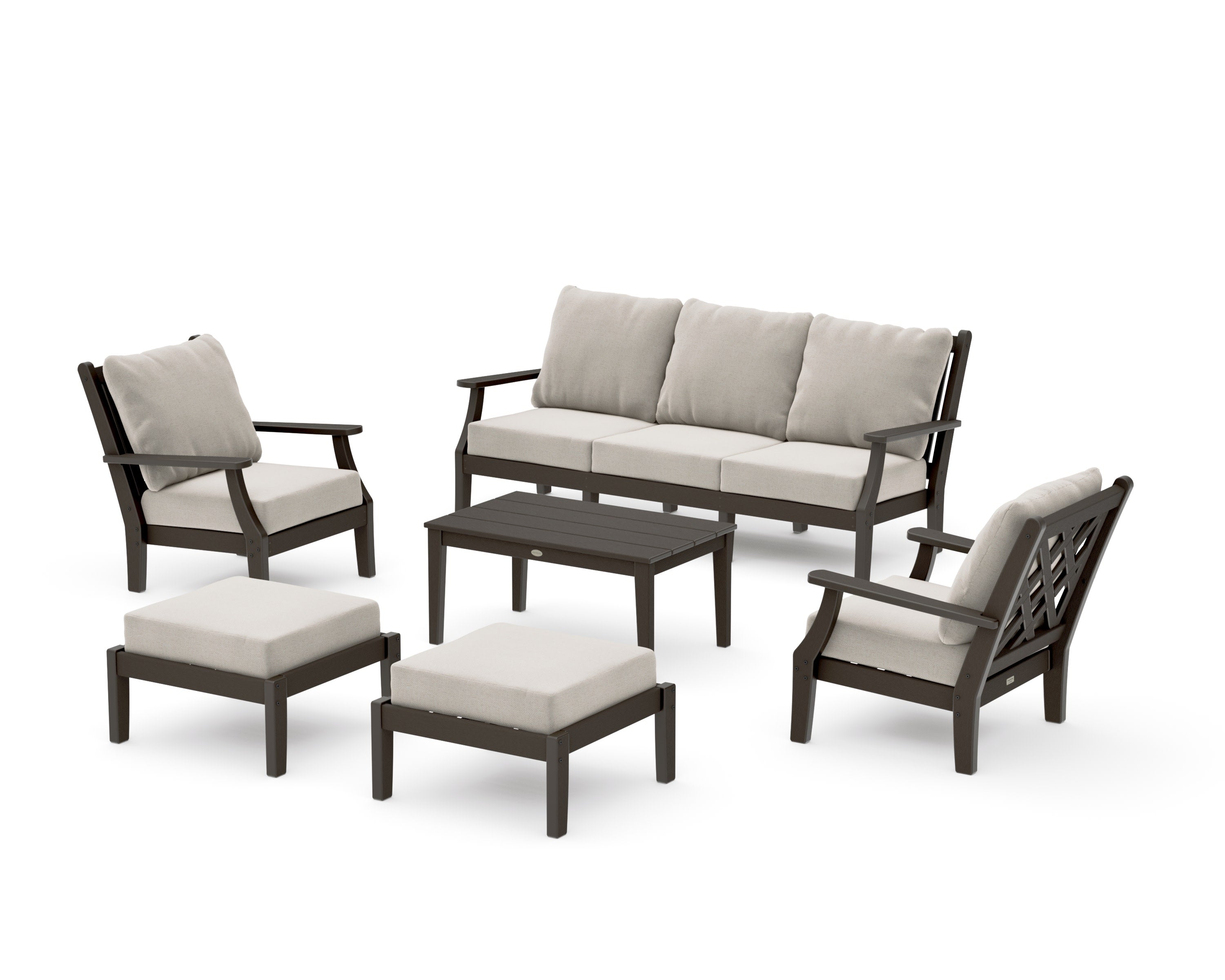 Wovendale 6-Piece Lounge Sofa Set in Vintage Coffee / Dune Burlap