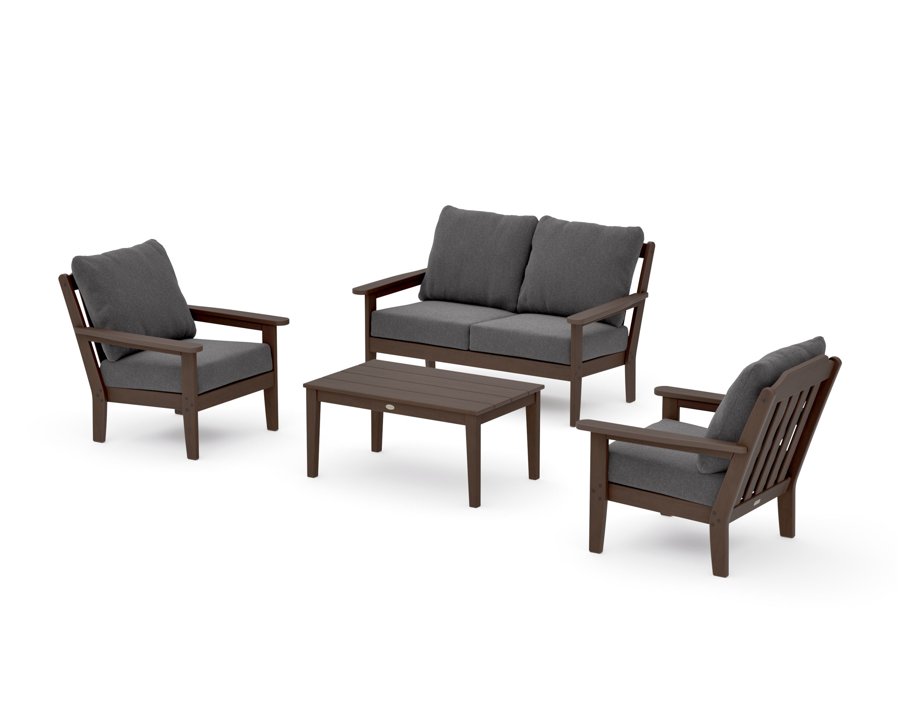 Cottage 4-Piece Deep Seating Set with Loveseat in Kona / Ash Charcoal