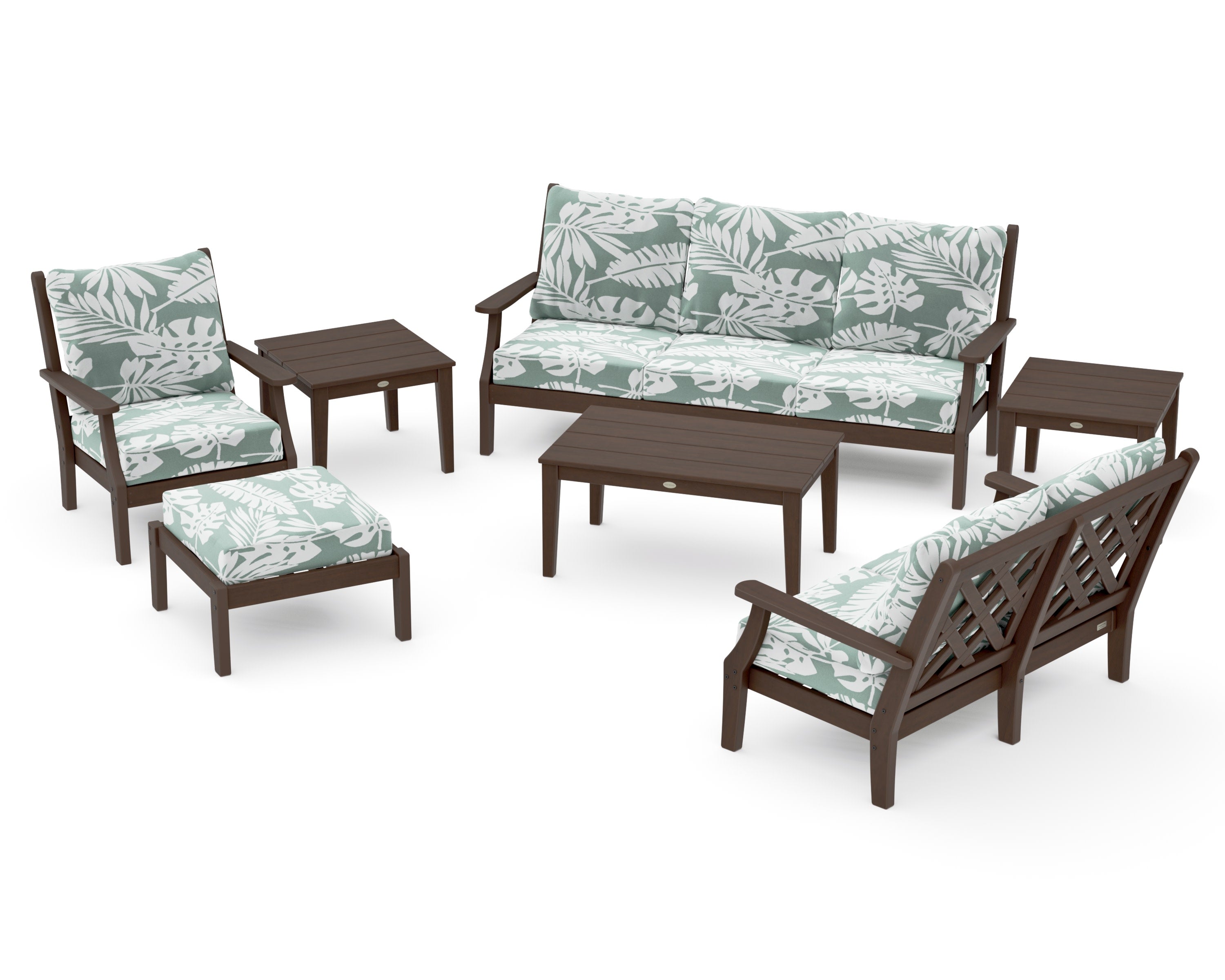 Wovendale 7-Piece Deep Seating Set in Kona / Leaf Glacier Spa