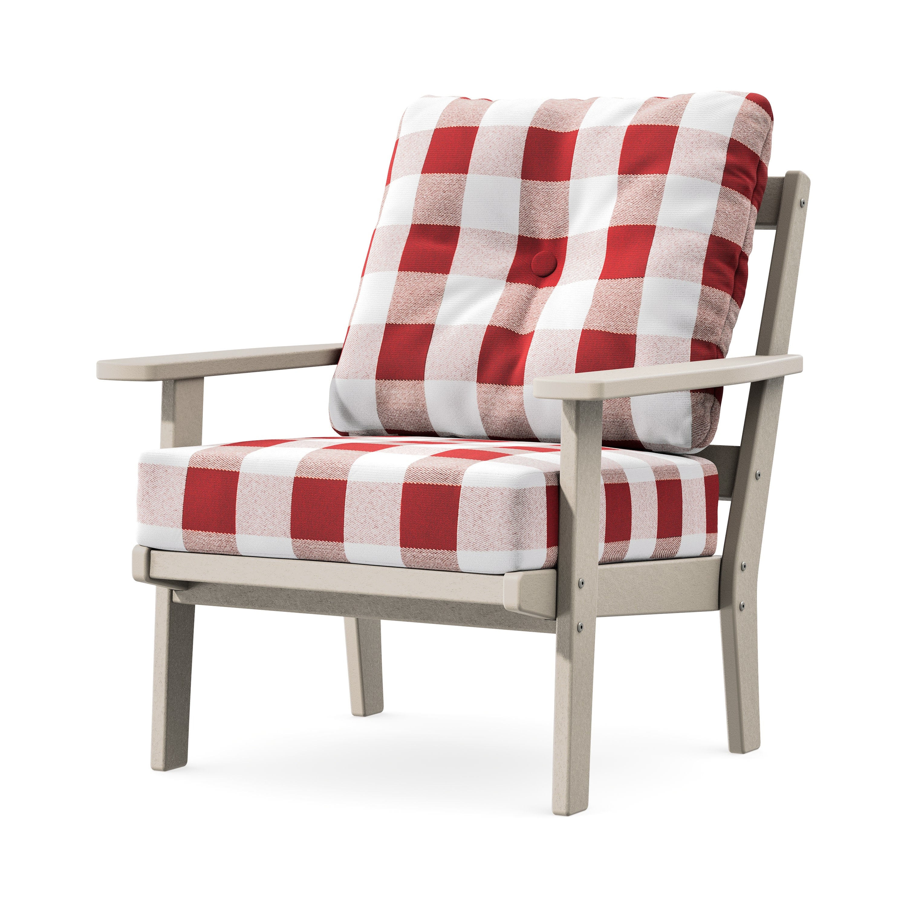 Prairie Deep Seating Chair in Sand / Buffalo Plaid Crimson