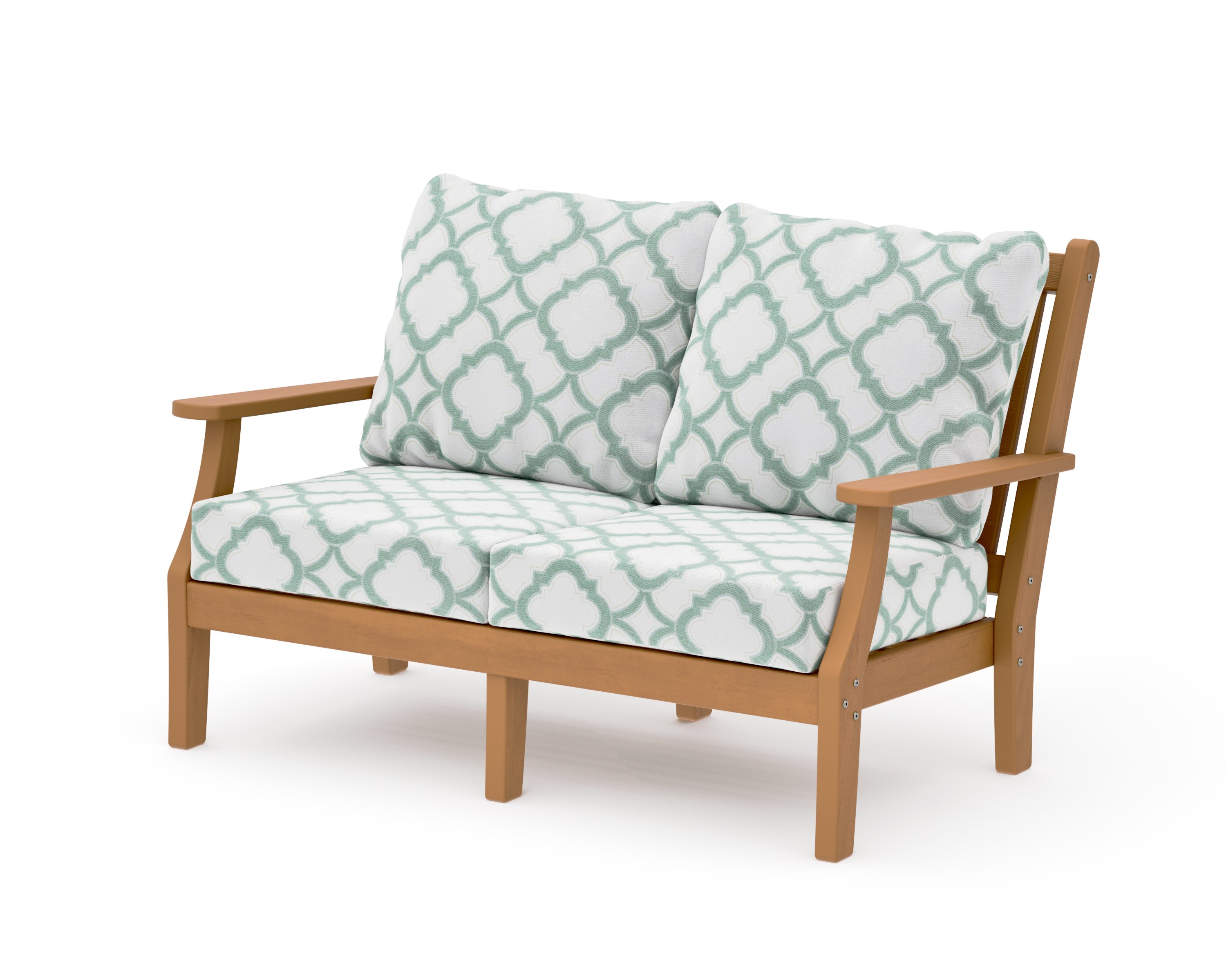 Wovendale Deep Seating Loveseat in Natural / Trellis Glacier Spa