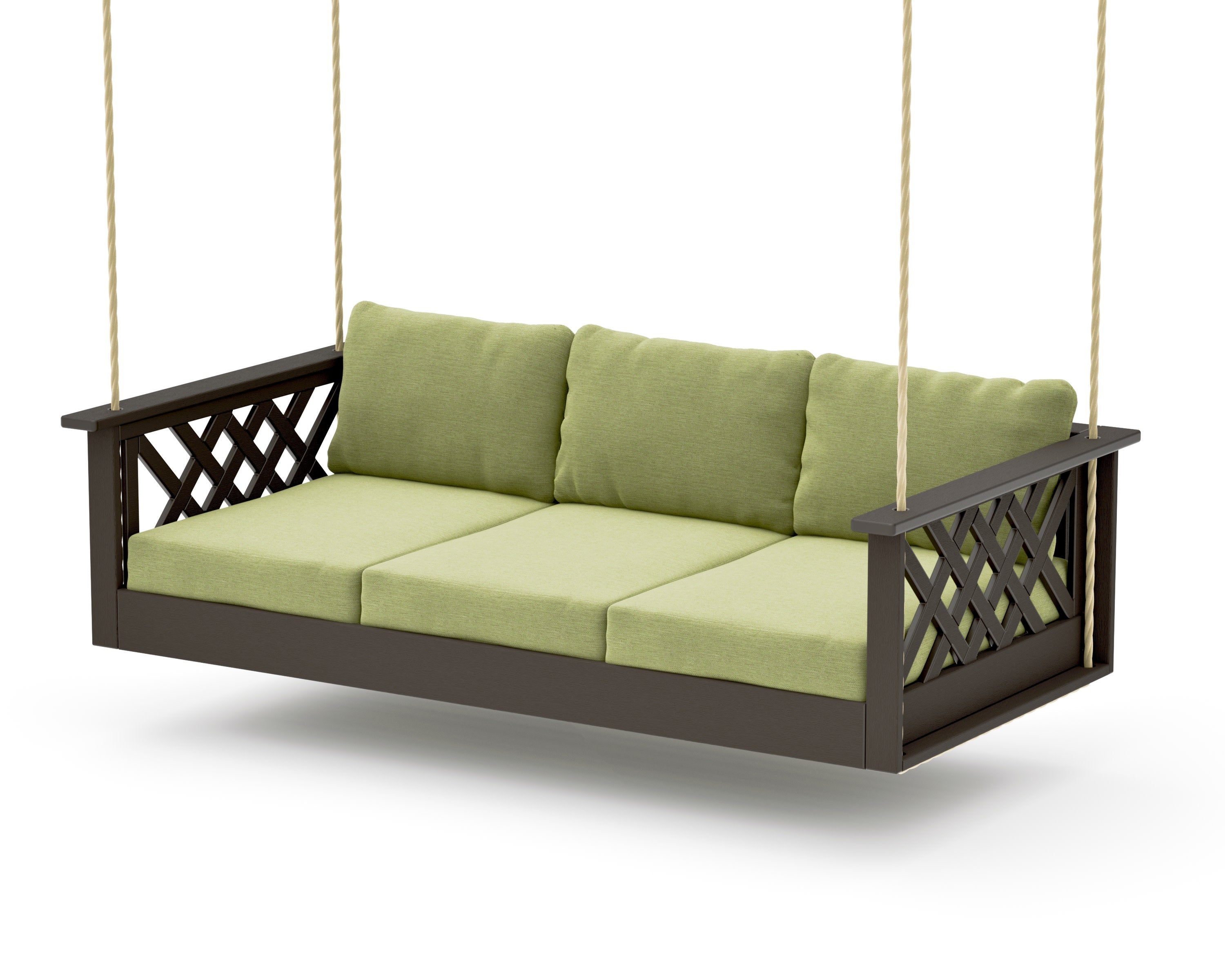 Wovendale Daybed Swing in Vintage Coffee / Chartreuse Boucle