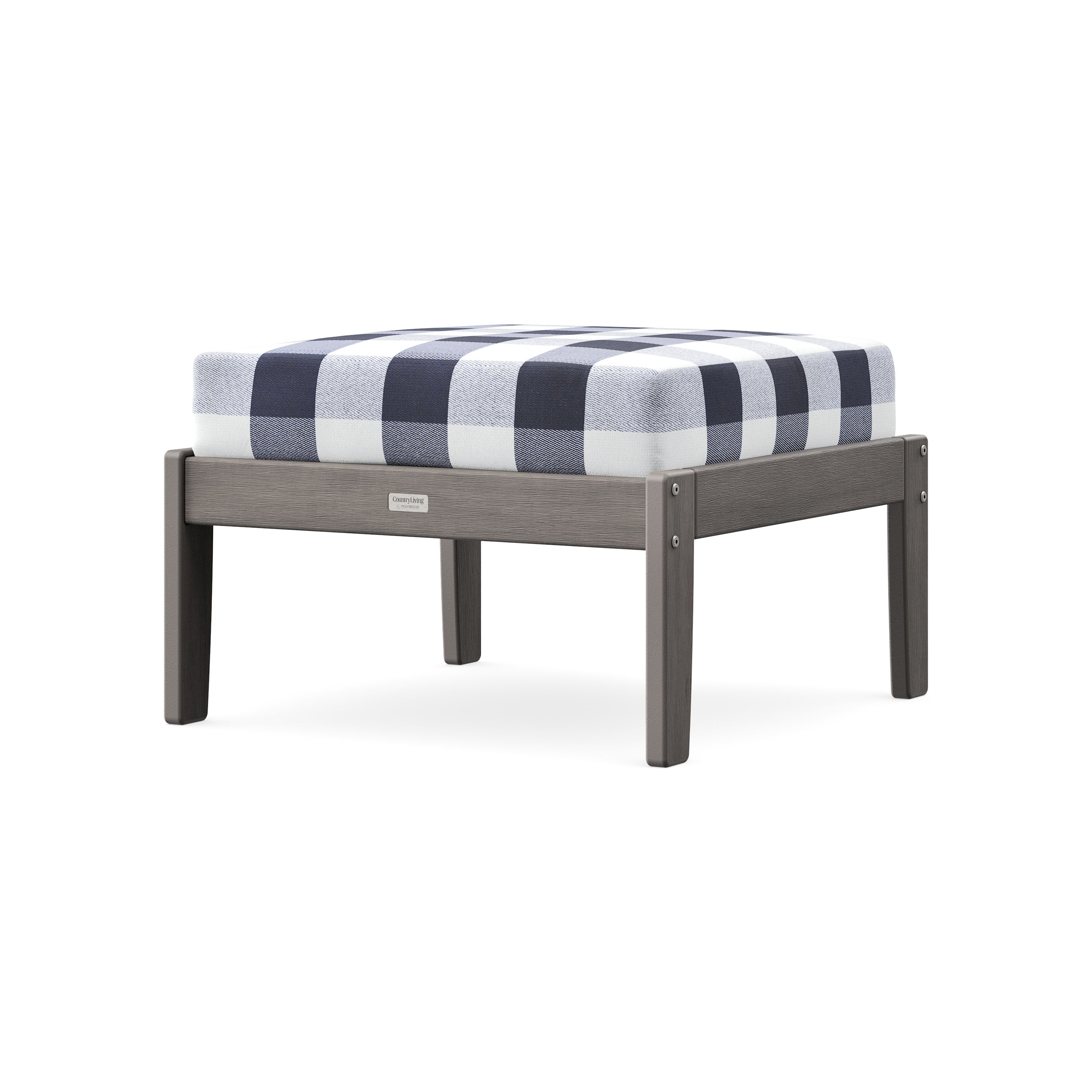 Cottage Deep Seating Ottoman in Driftwood / Buffalo Plaid Navy