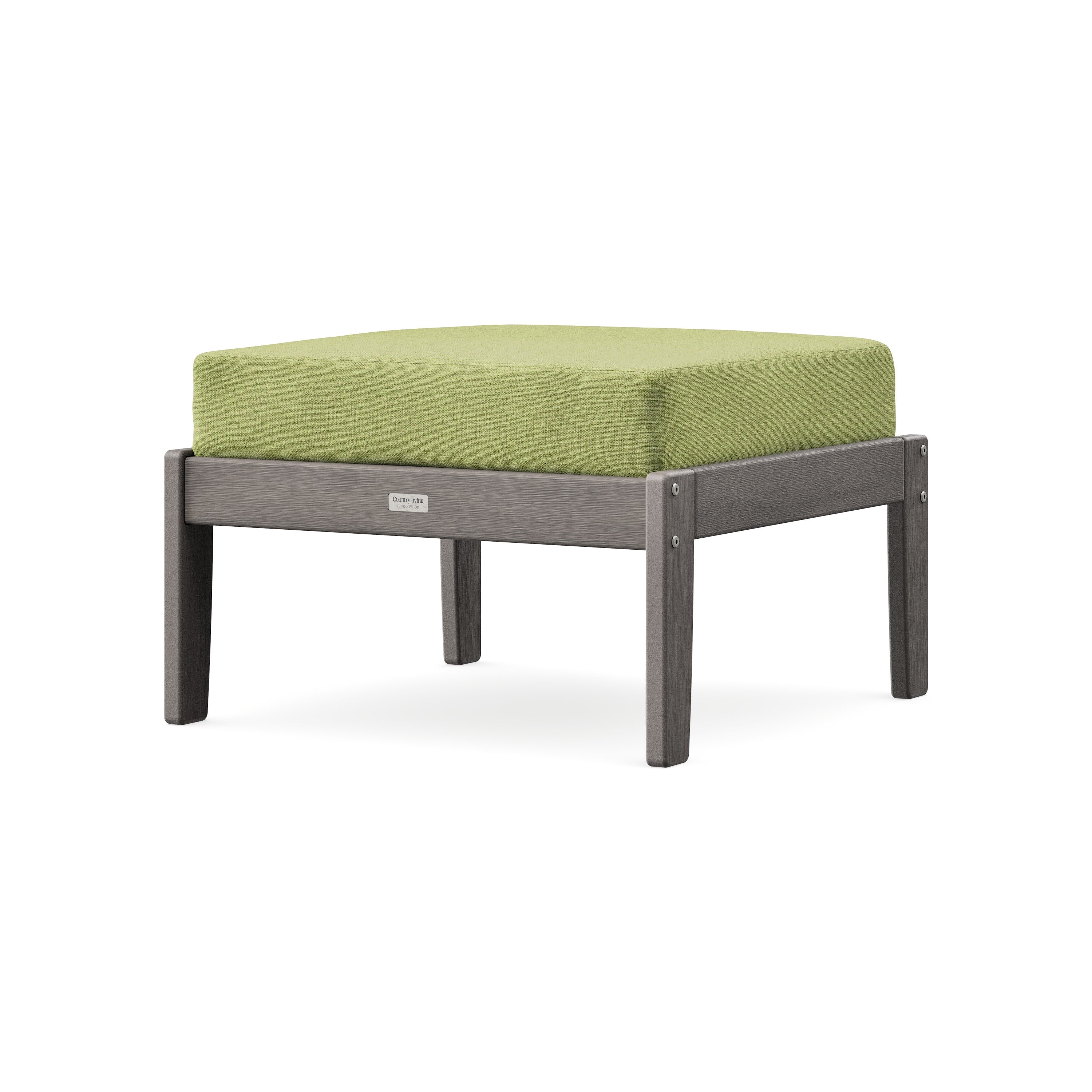 Cottage Deep Seating Ottoman in Driftwood / Chartreuse Boucle