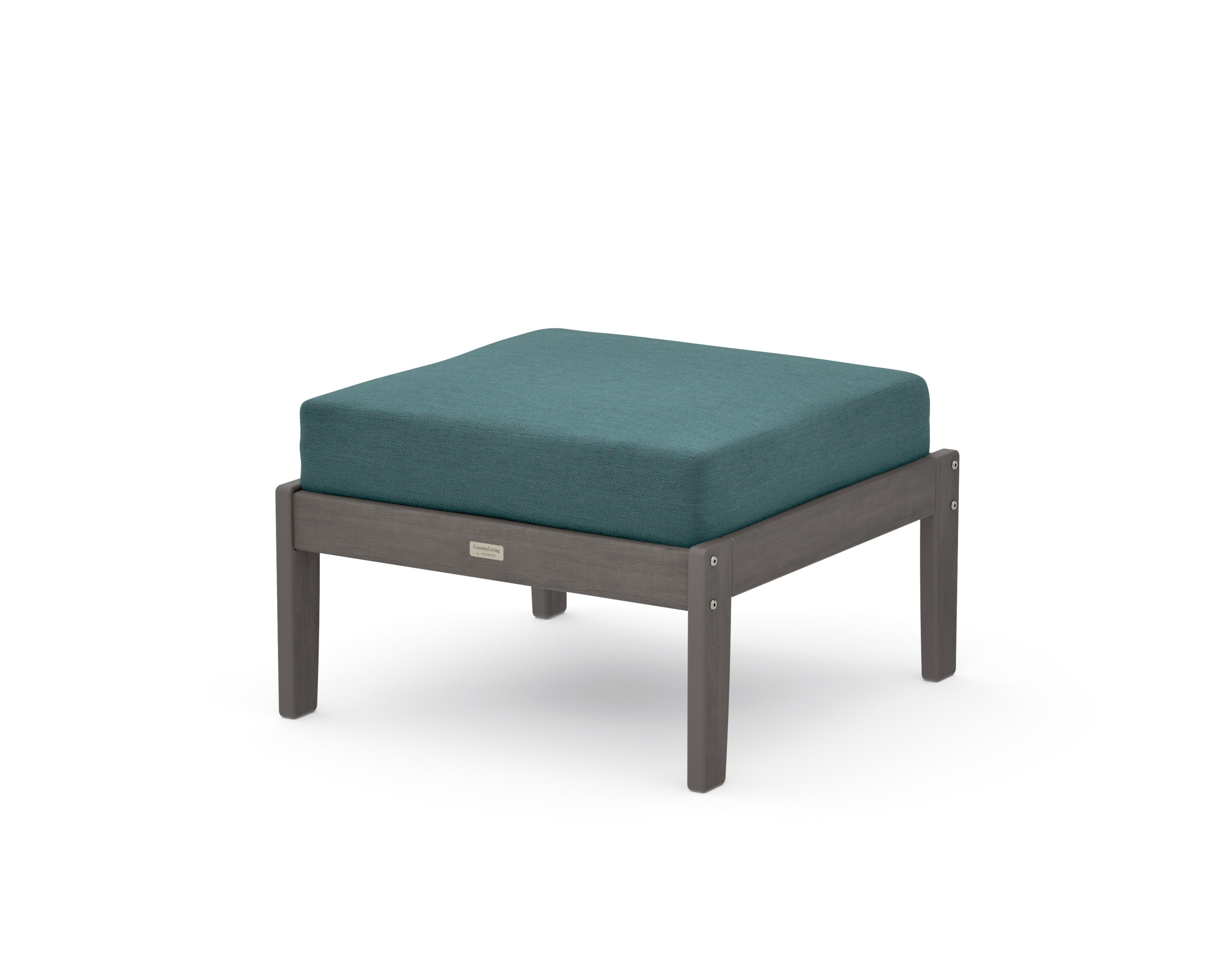 Cottage Deep Seating Ottoman in Driftwood / Ocean Teal