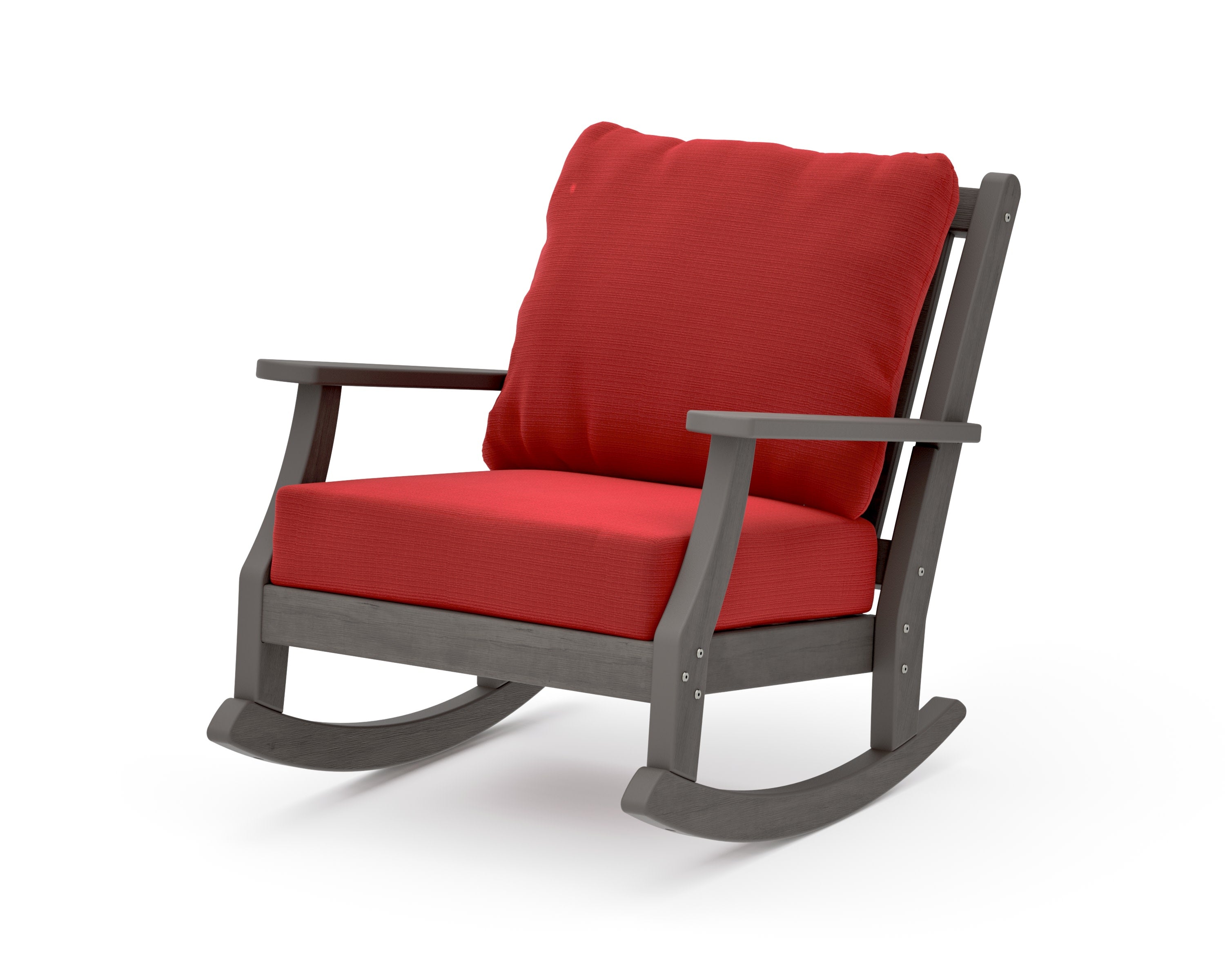 Wovendale Deep Seating Rocking Chair in Driftwood / Crimson Linen