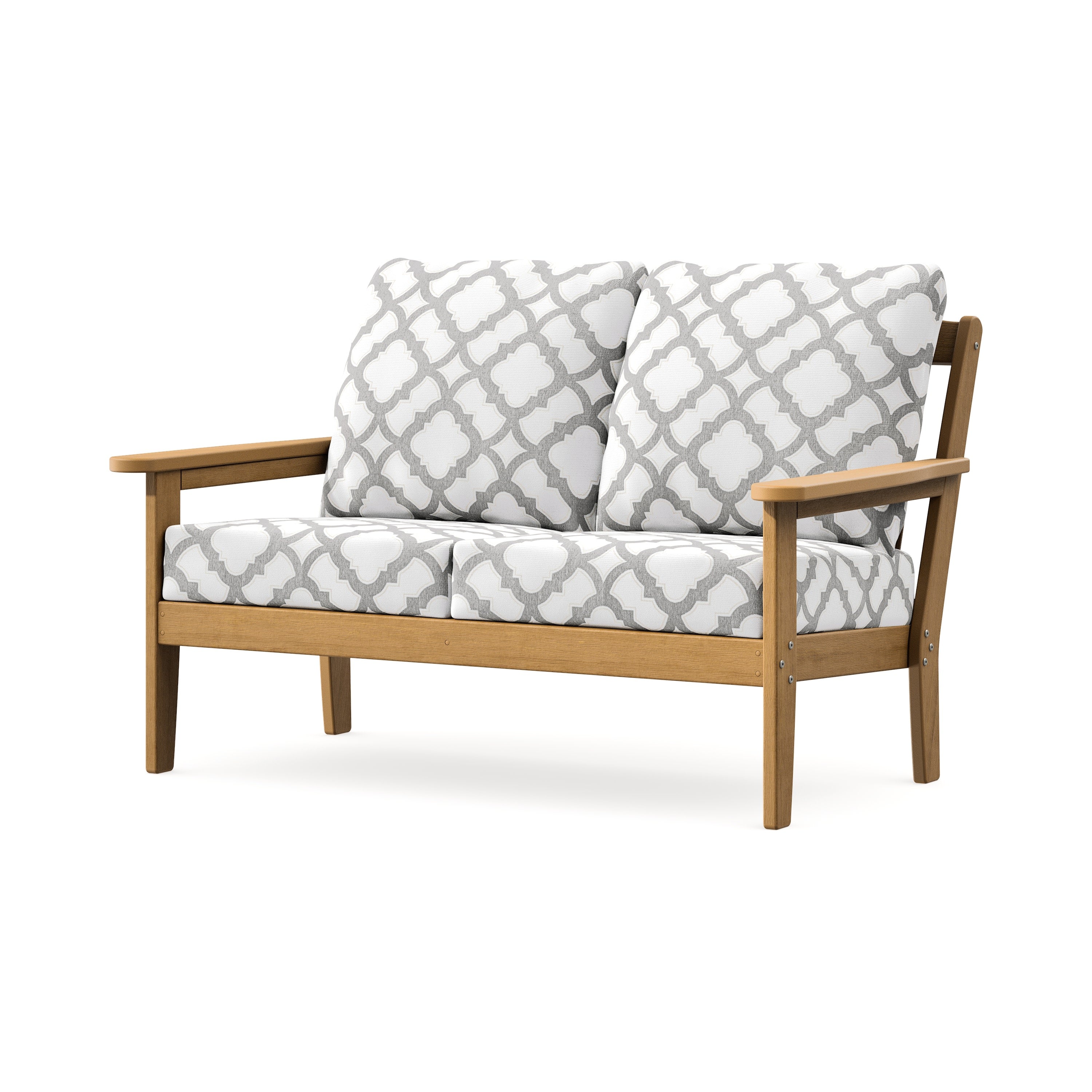 Cottage Deep Seating Loveseat in Natural / Trellis Grey Mist