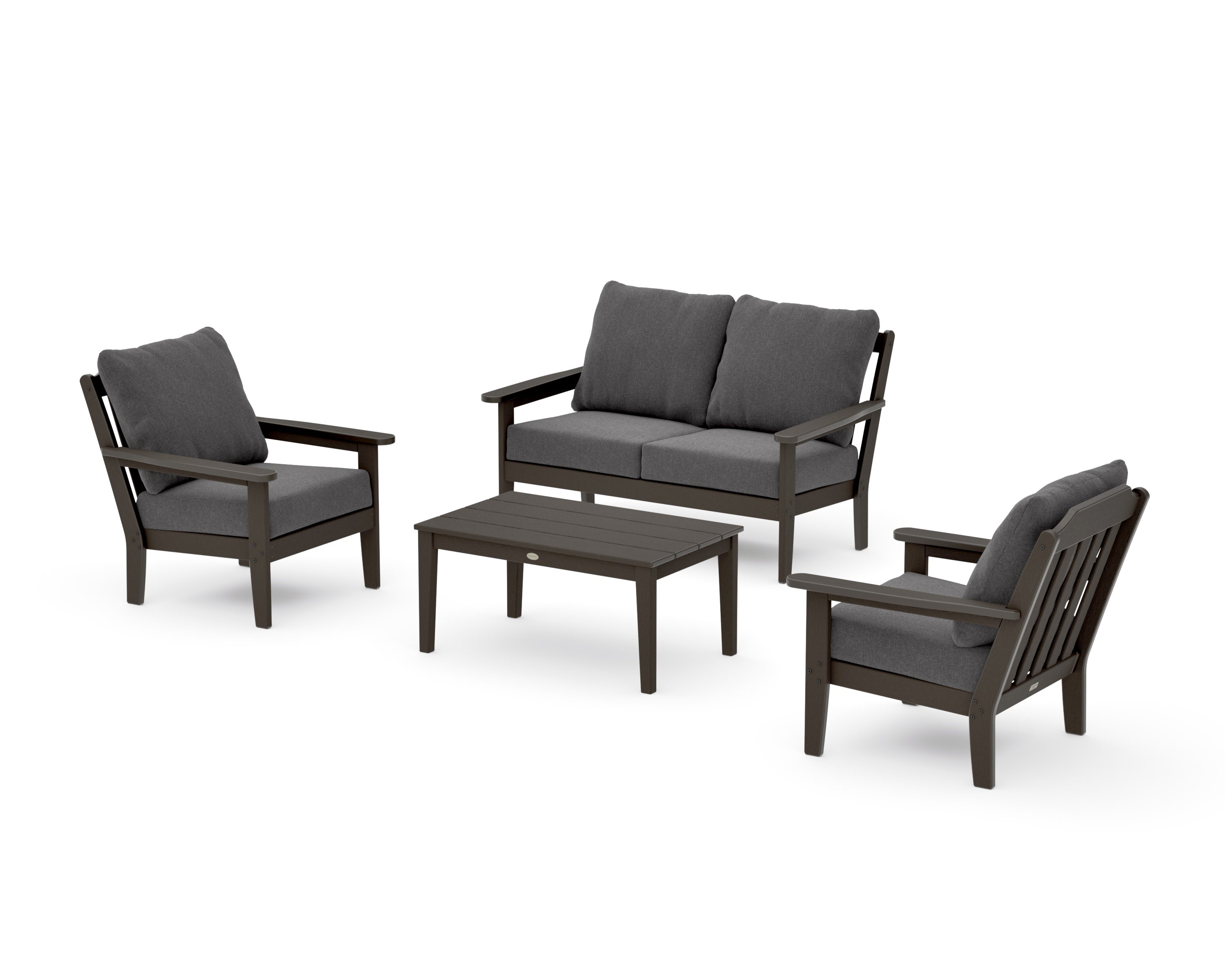 Cottage 4-Piece Deep Seating Set with Loveseat in Vintage Coffee / Ash Charcoal