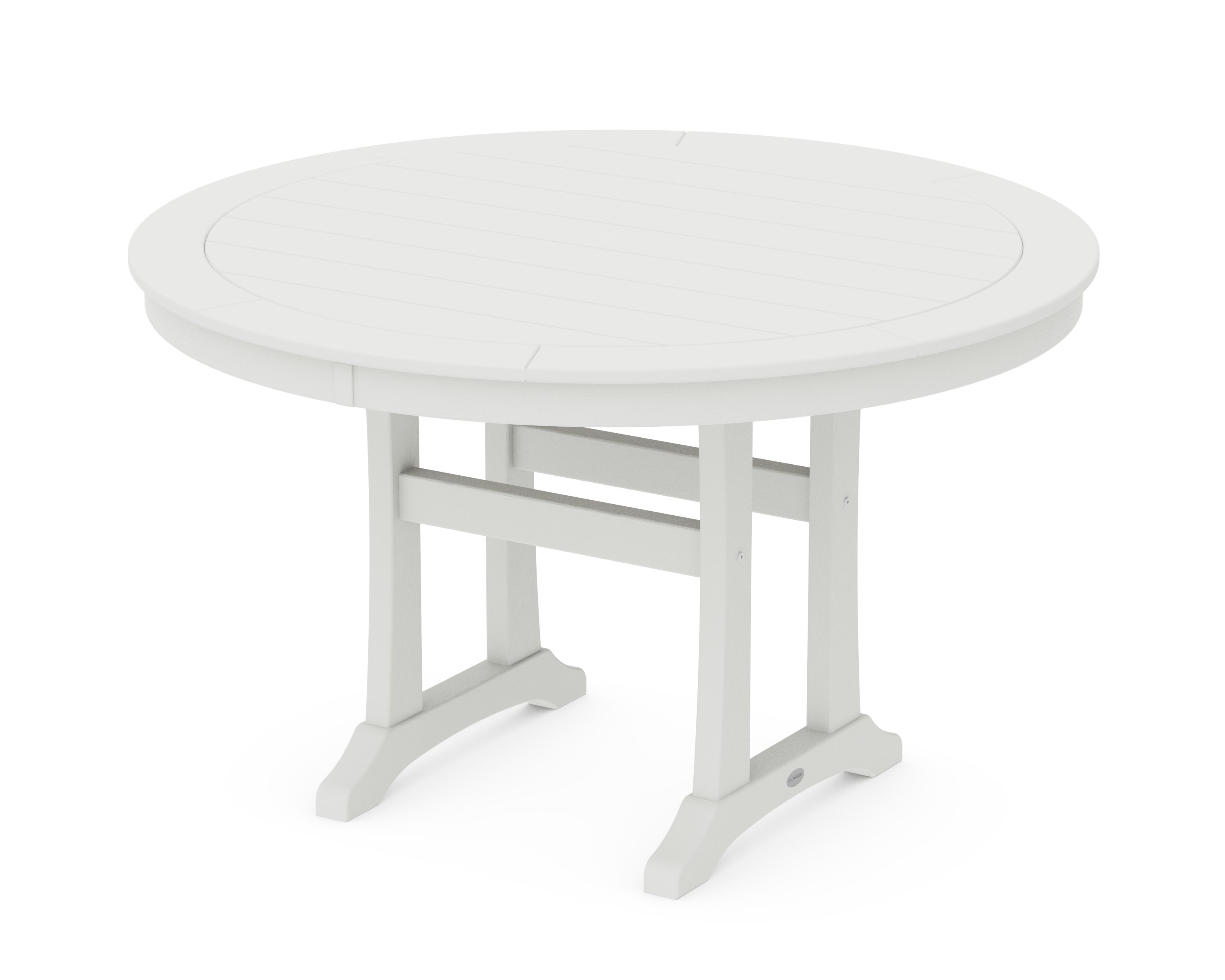 Nautical Trestle 48" Round Dining Table in Vintage White