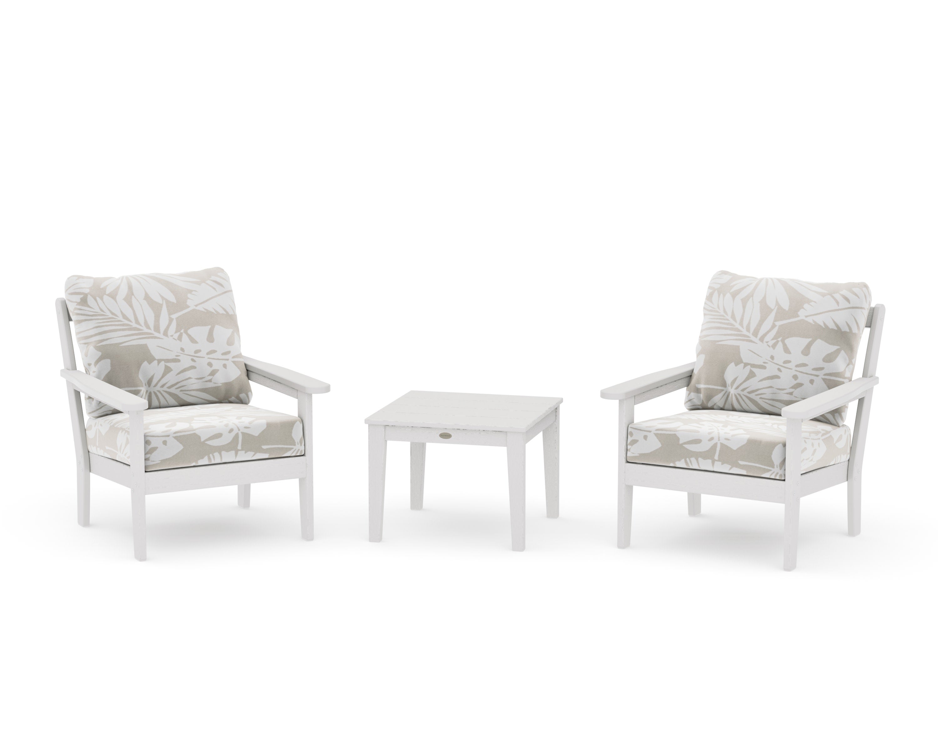 Cottage 3-Piece Deep Seating Set in Vintage White / Leaf Dune Burlap