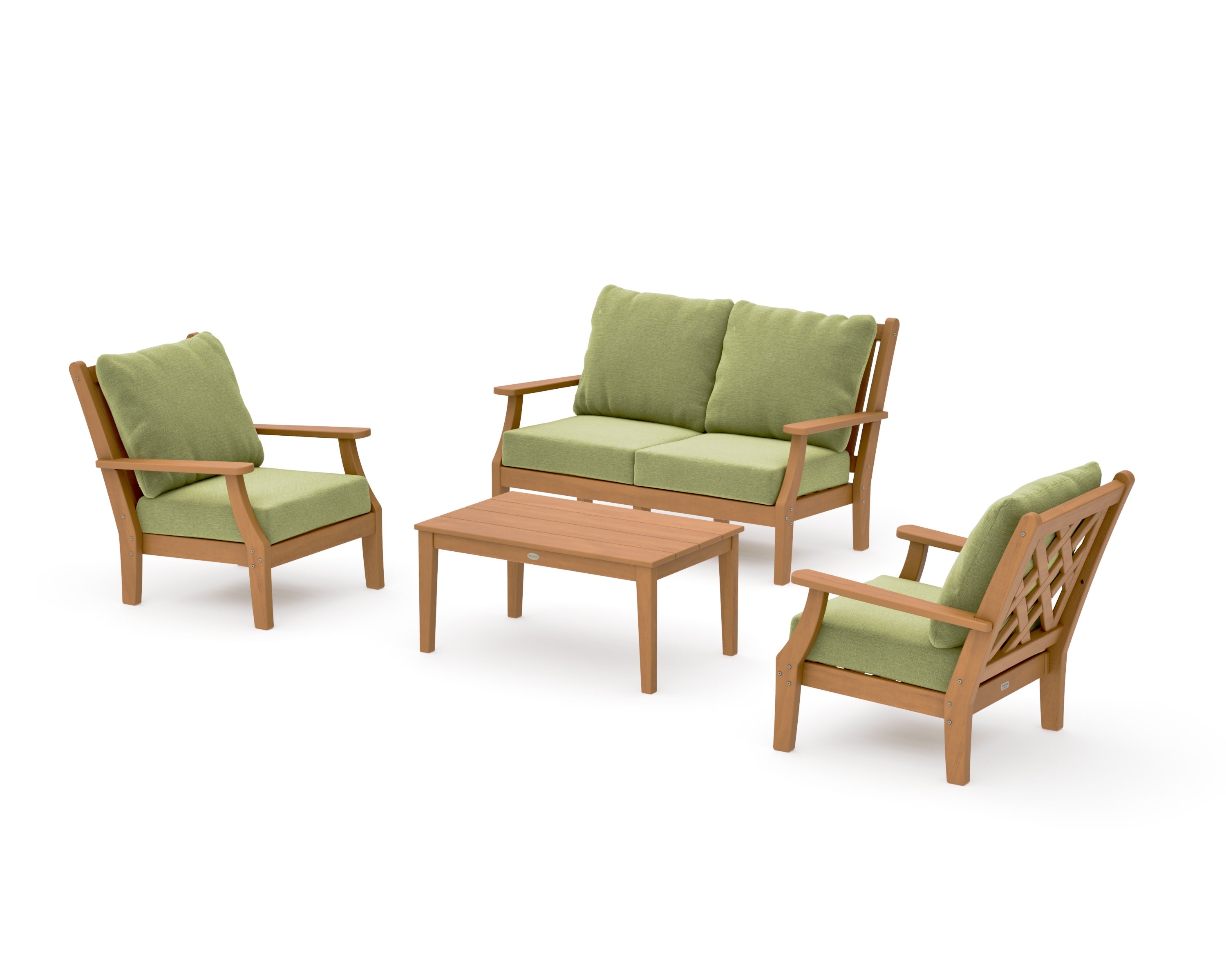 Wovendale 4-Piece Deep Seating Set with Loveseat in Natural / Chartreuse Boucle